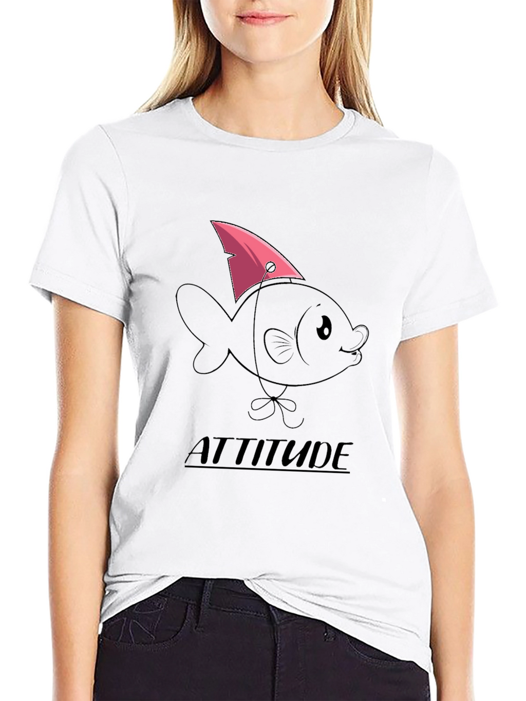Attitude Fish Graphic T-Shirt - Black