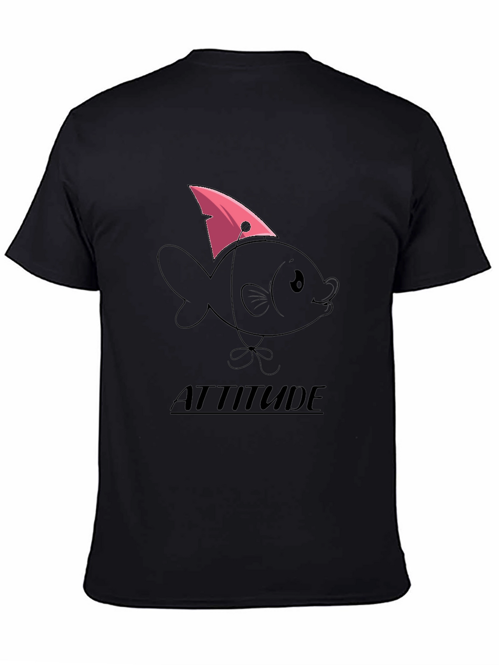 Attitude Fish Graphic T-Shirt - Black