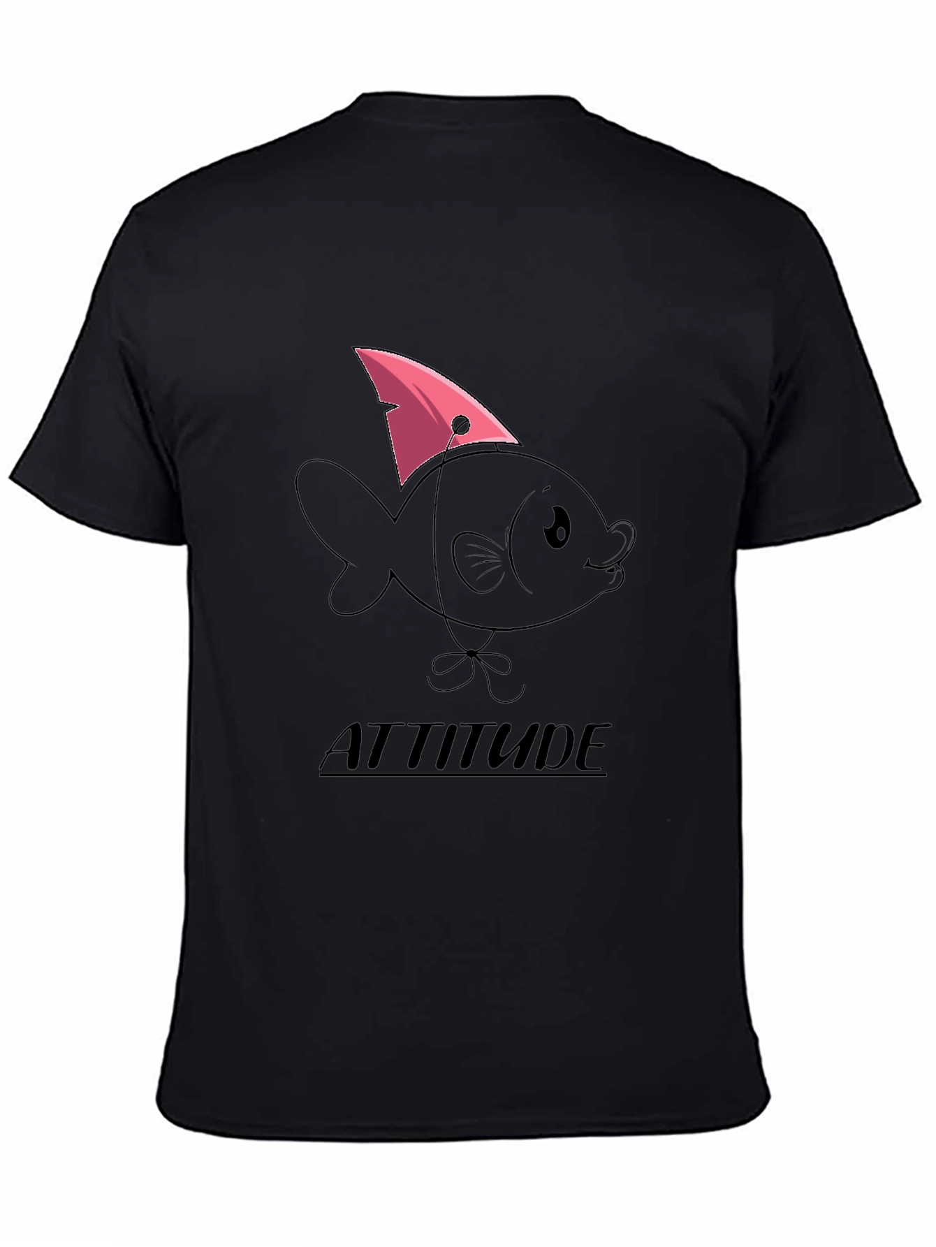 Attitude Fish Graphic T-Shirt - Black