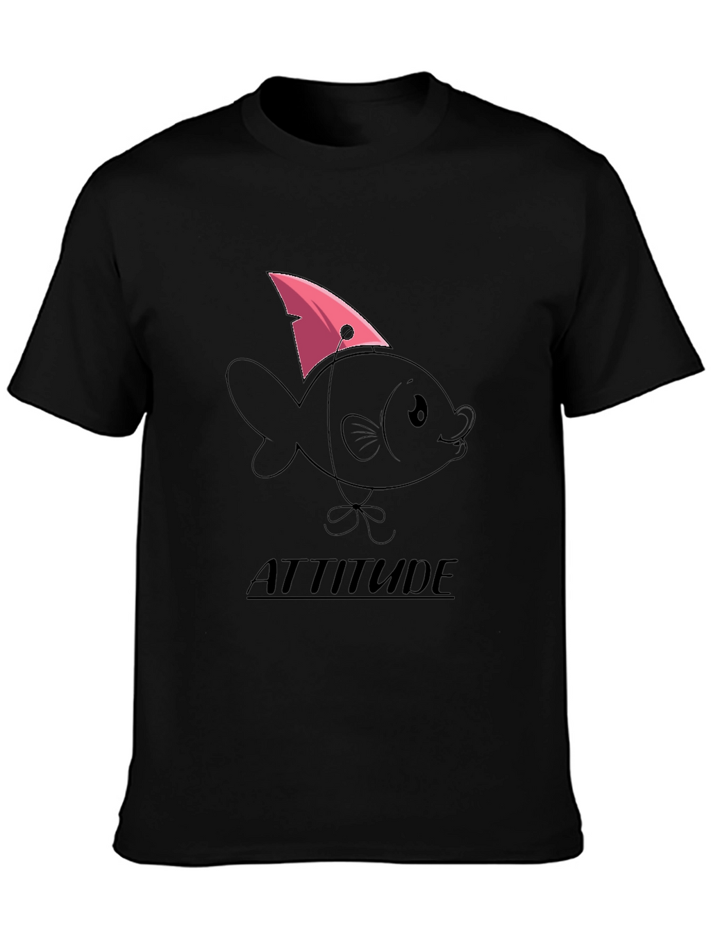 Attitude Fish Graphic T-Shirt - Black