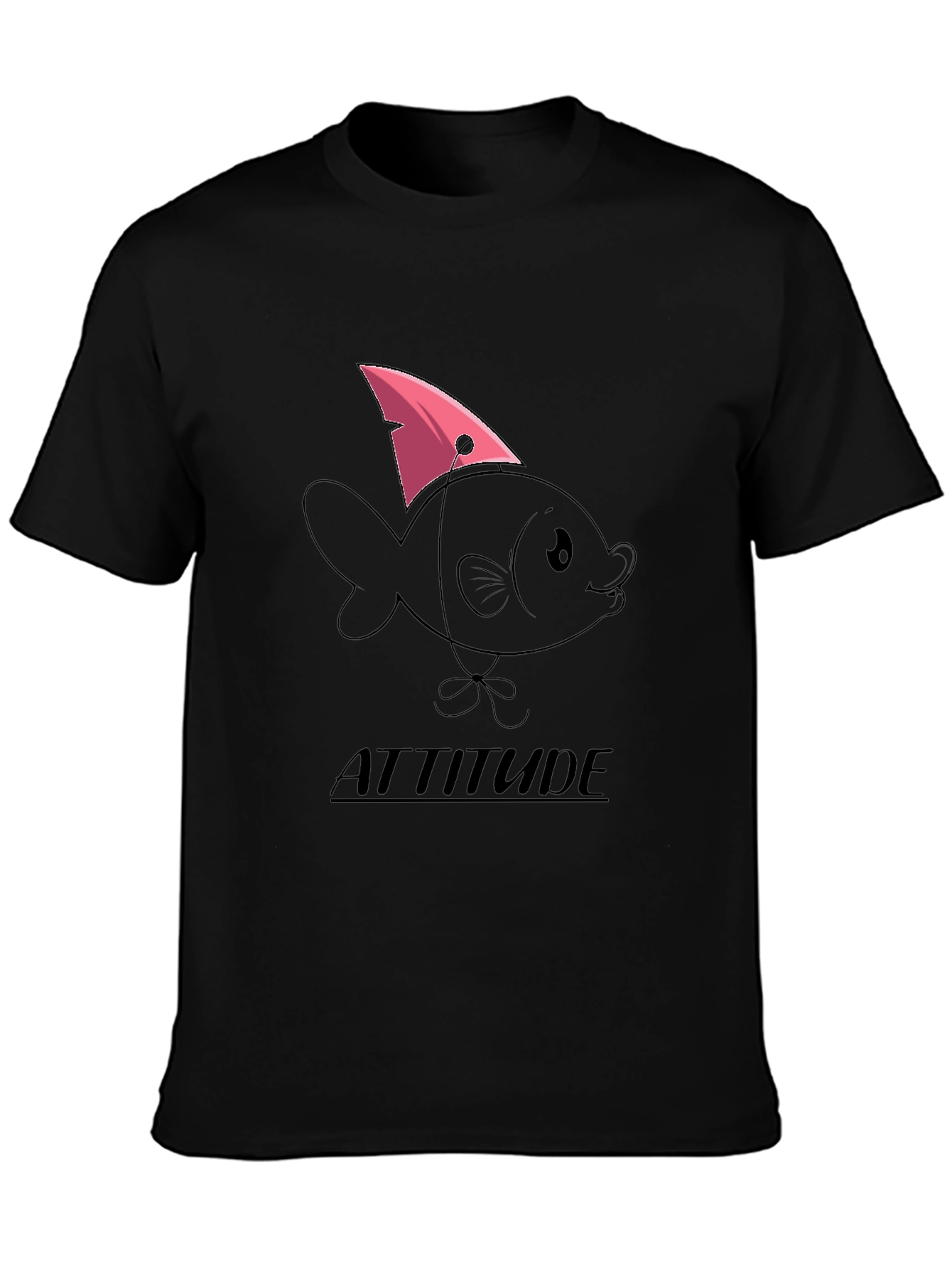 Attitude Fish Graphic T-Shirt - Black