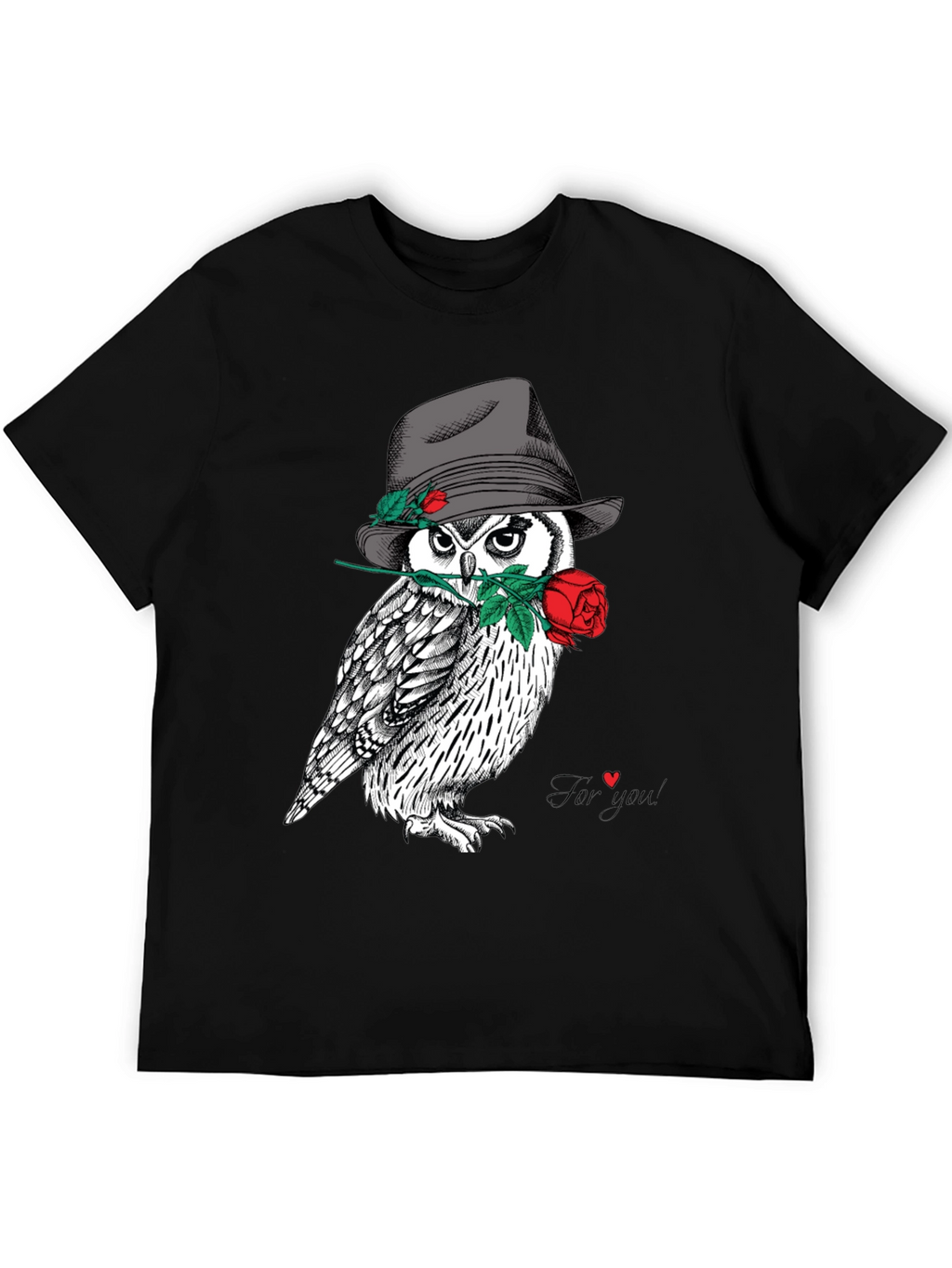 Owl in Hat T-Shirt - Unique Graphic Tee