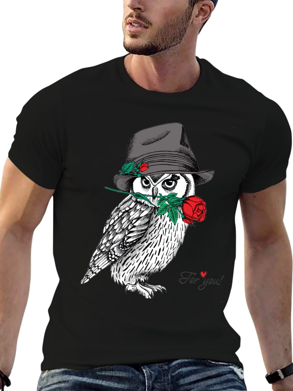 Owl in Hat T-Shirt - Unique Graphic Tee