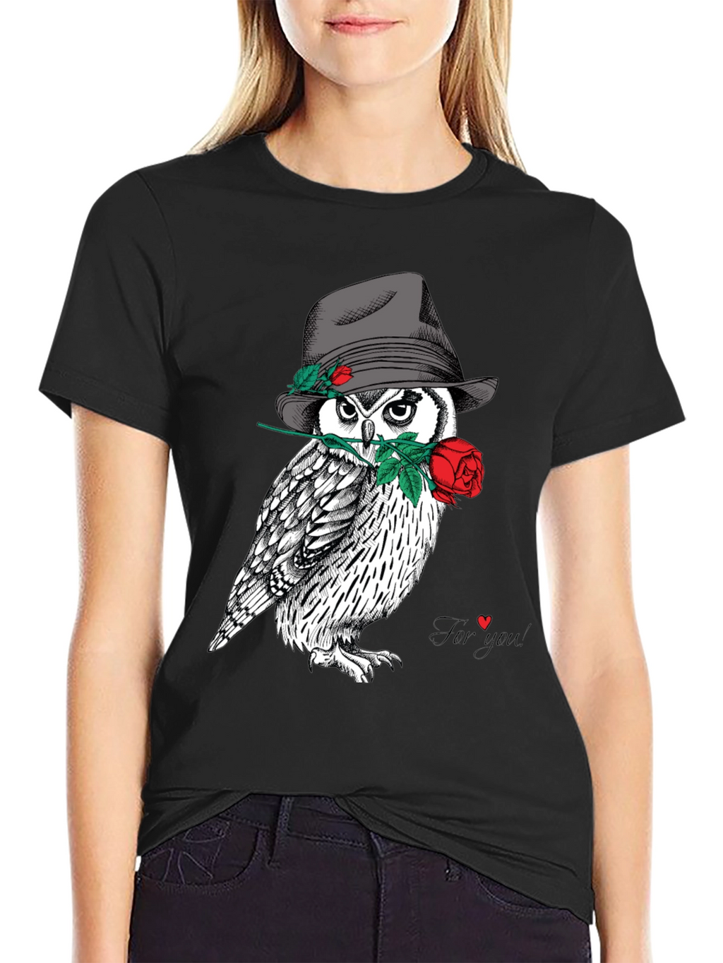 Owl in Hat T-Shirt - Unique Graphic Tee