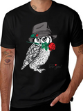 Owl in Hat T-Shirt - Unique Graphic Tee