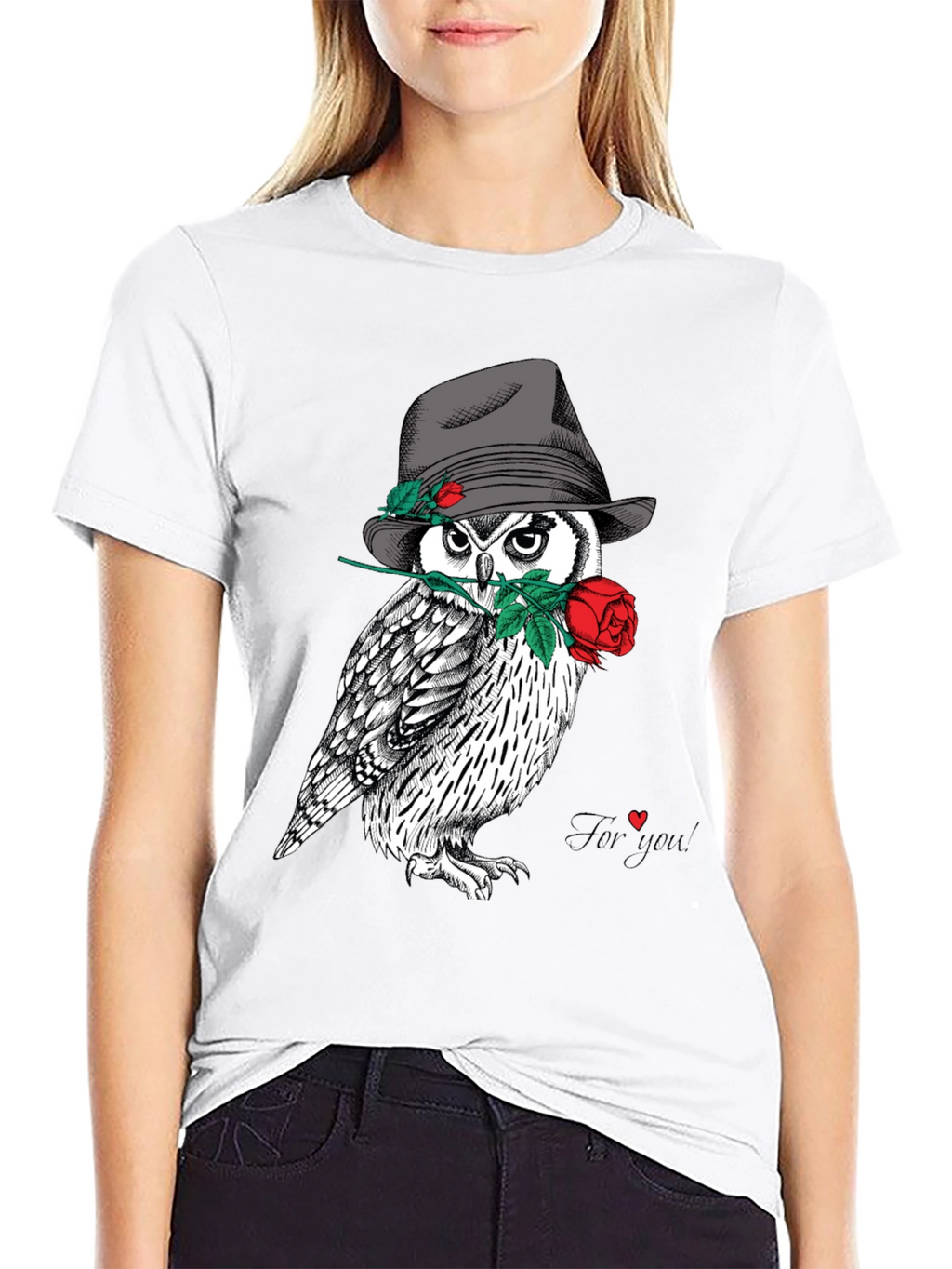 Owl in Hat T-Shirt - Unique Graphic Tee