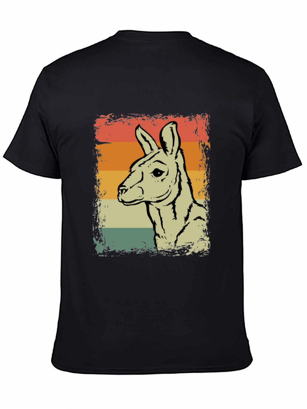 Retro Kangaroo Graphic Tee - Black Crew Neck