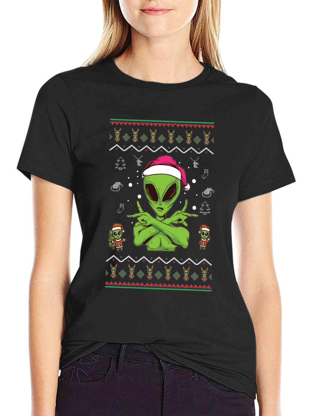 Alien Christmas Ugly Sweater Tee