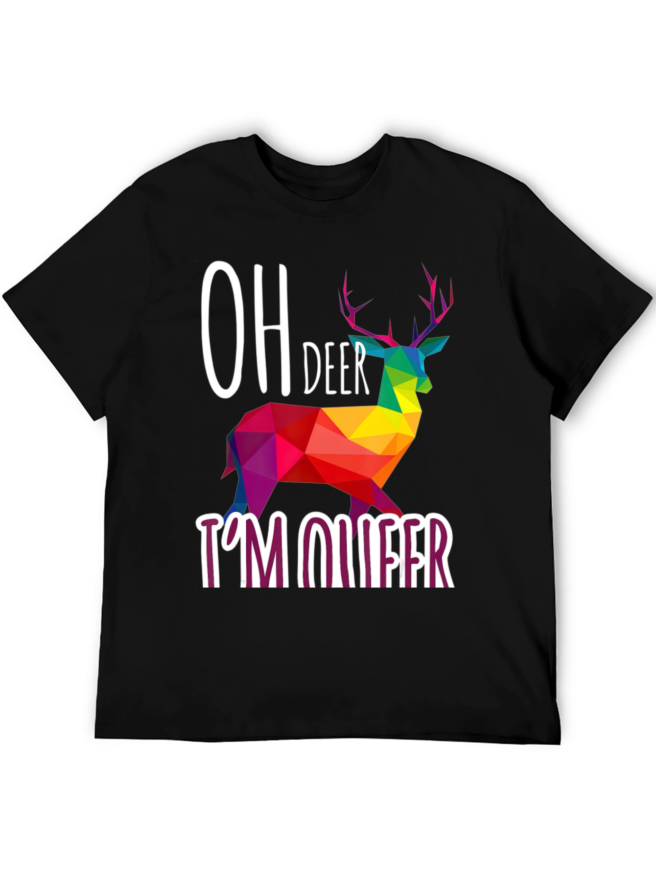 Oh Deer Im Queer T-Shirt Rainbow Geometric Deer Design