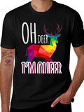 Oh Deer Im Queer T-Shirt Rainbow Geometric Deer Design