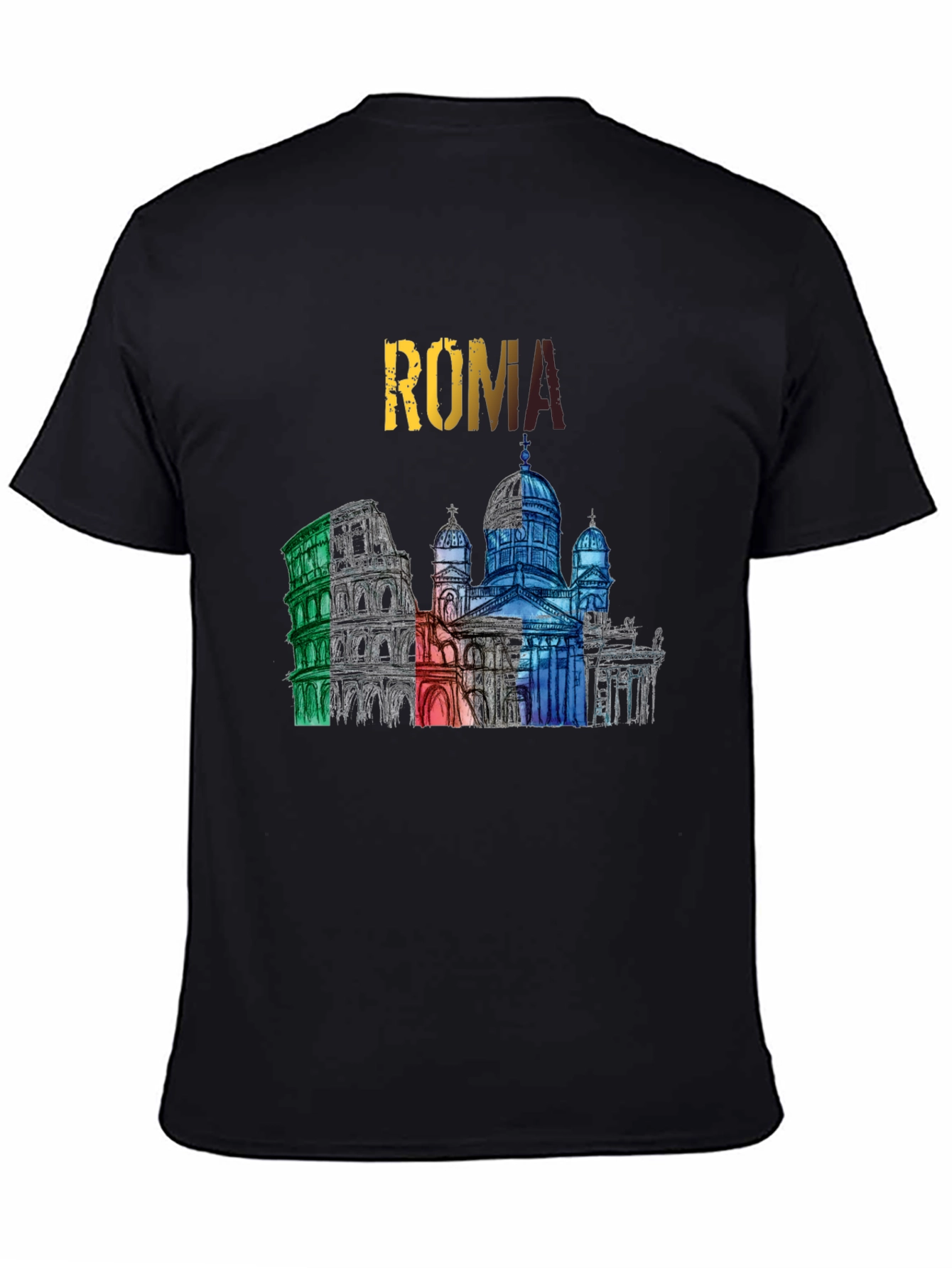 Roma Landmark Graphic Tee - Colorful Italy Souvenir