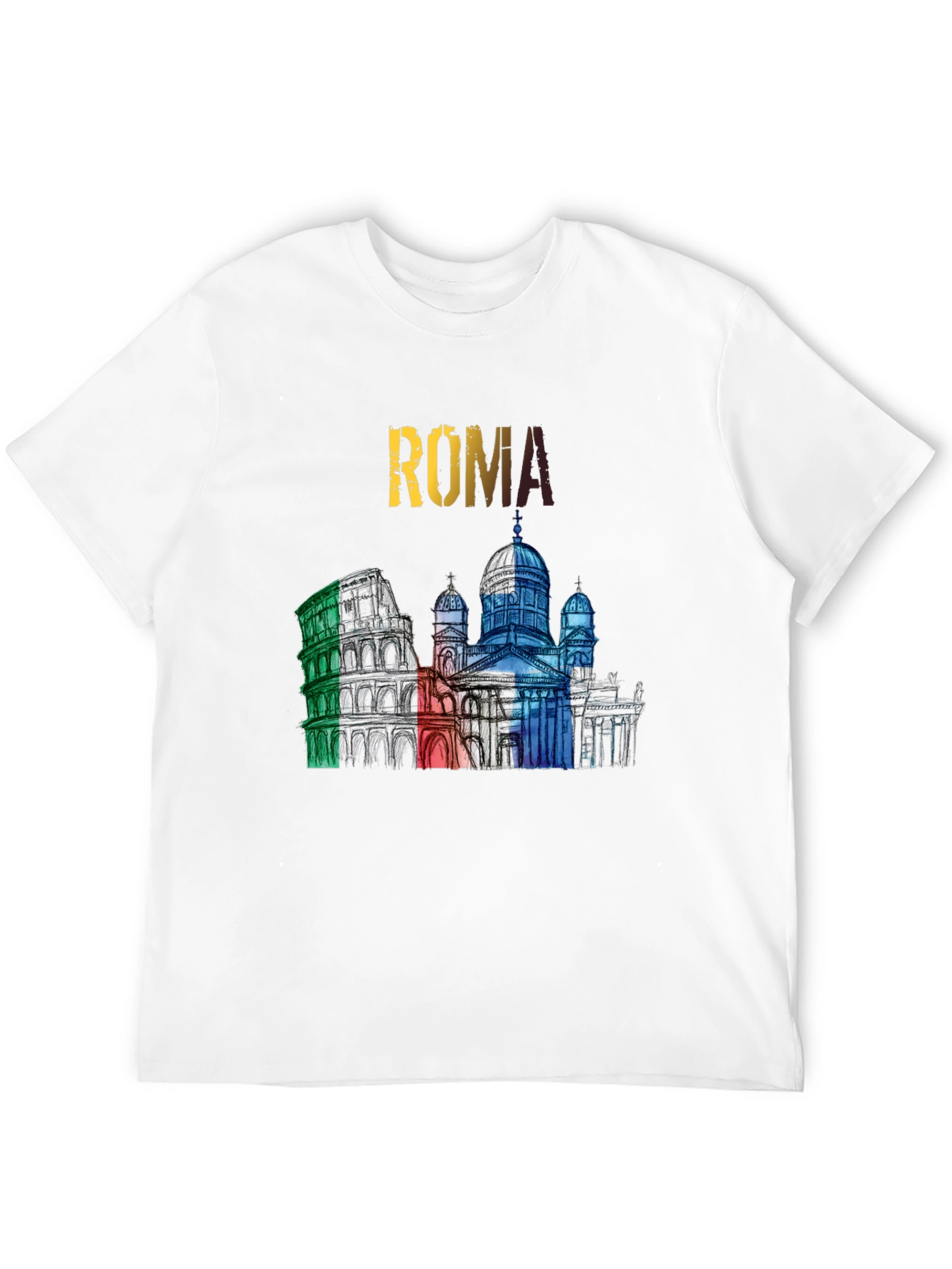 Roma Landmark Graphic Tee - Colorful Italy Souvenir