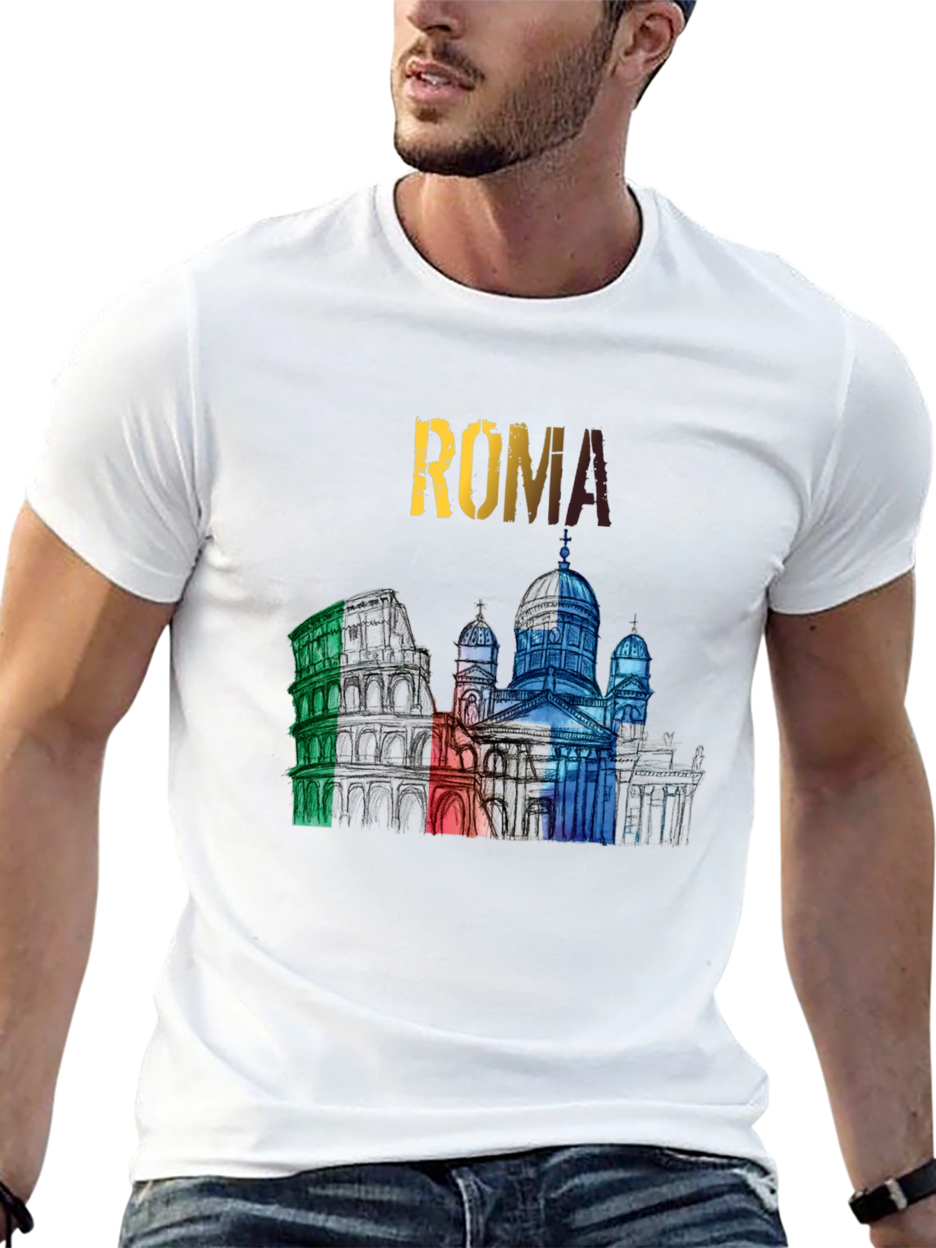 Roma Landmark Graphic Tee - Colorful Italy Souvenir