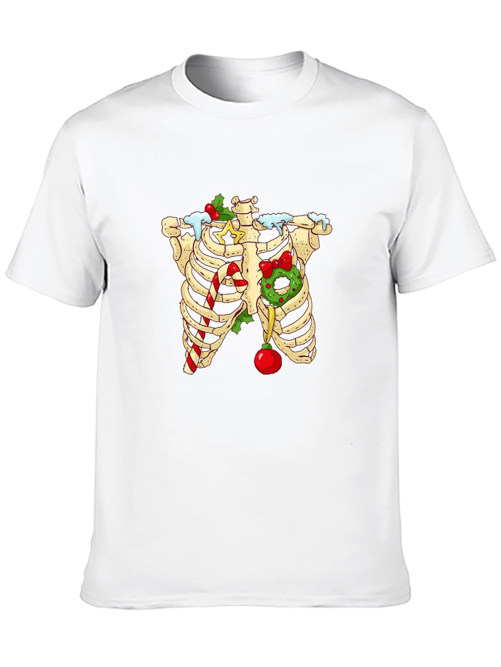 Christmas Skeleton Rib Cage T-Shirt - Holiday Humor