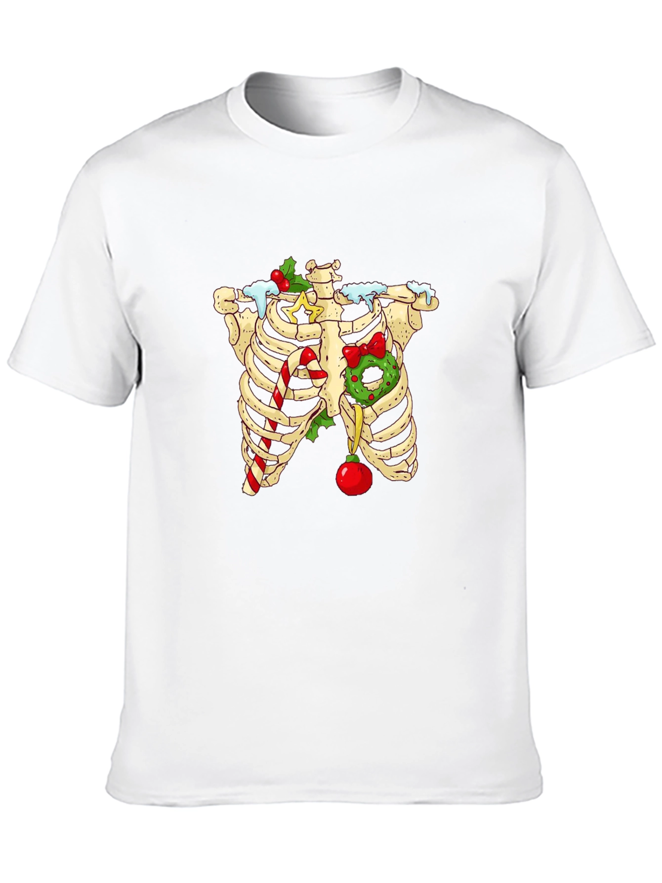 Christmas Skeleton Rib Cage T-Shirt - Holiday Humor