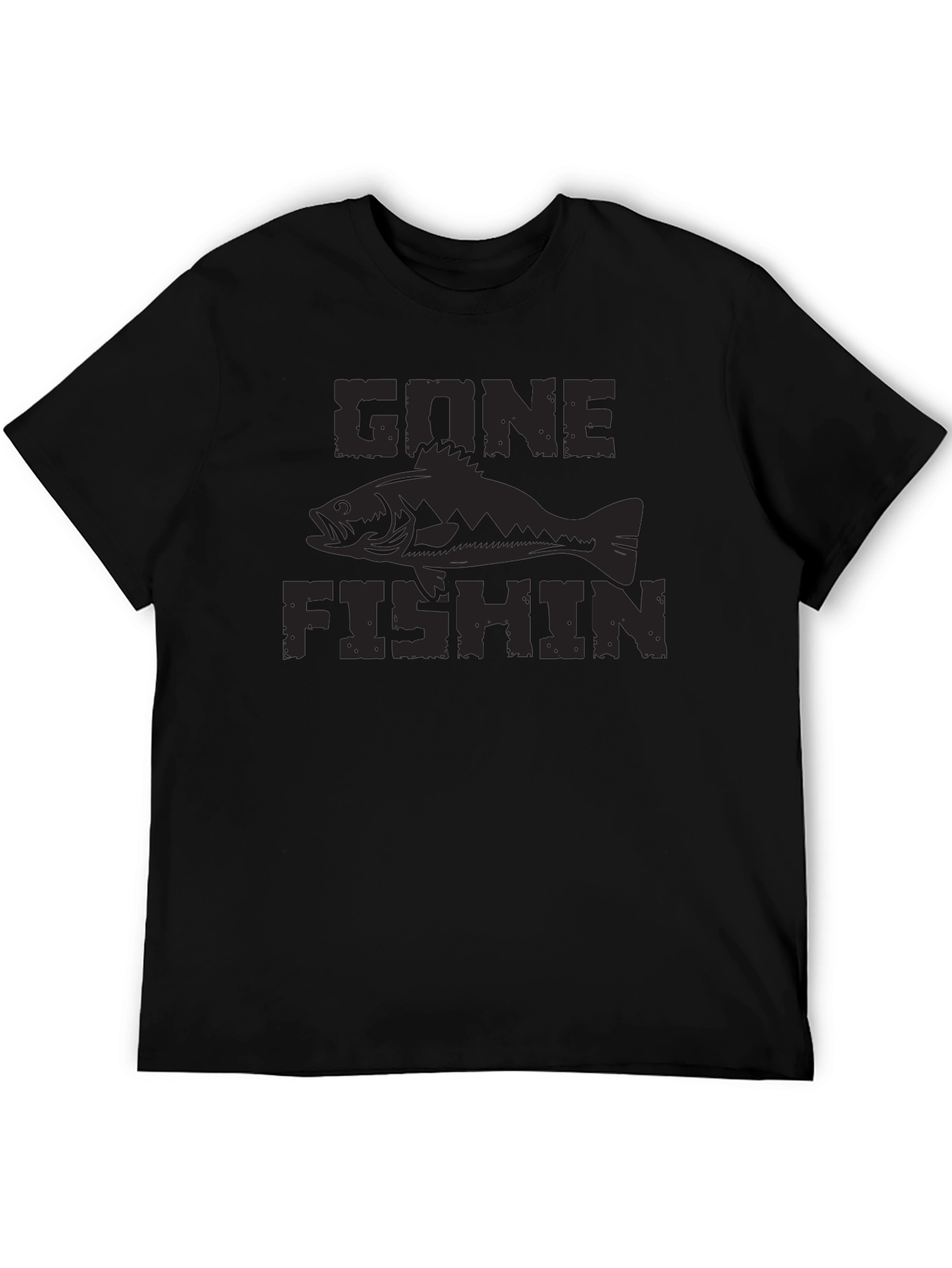 Gone Fishin Black Graphic Tee