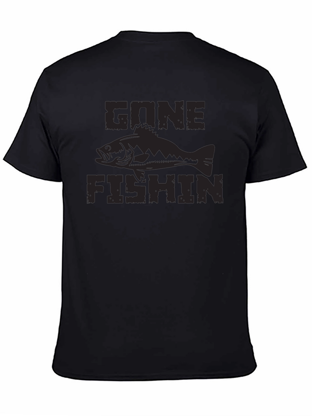 Gone Fishin Black Graphic Tee