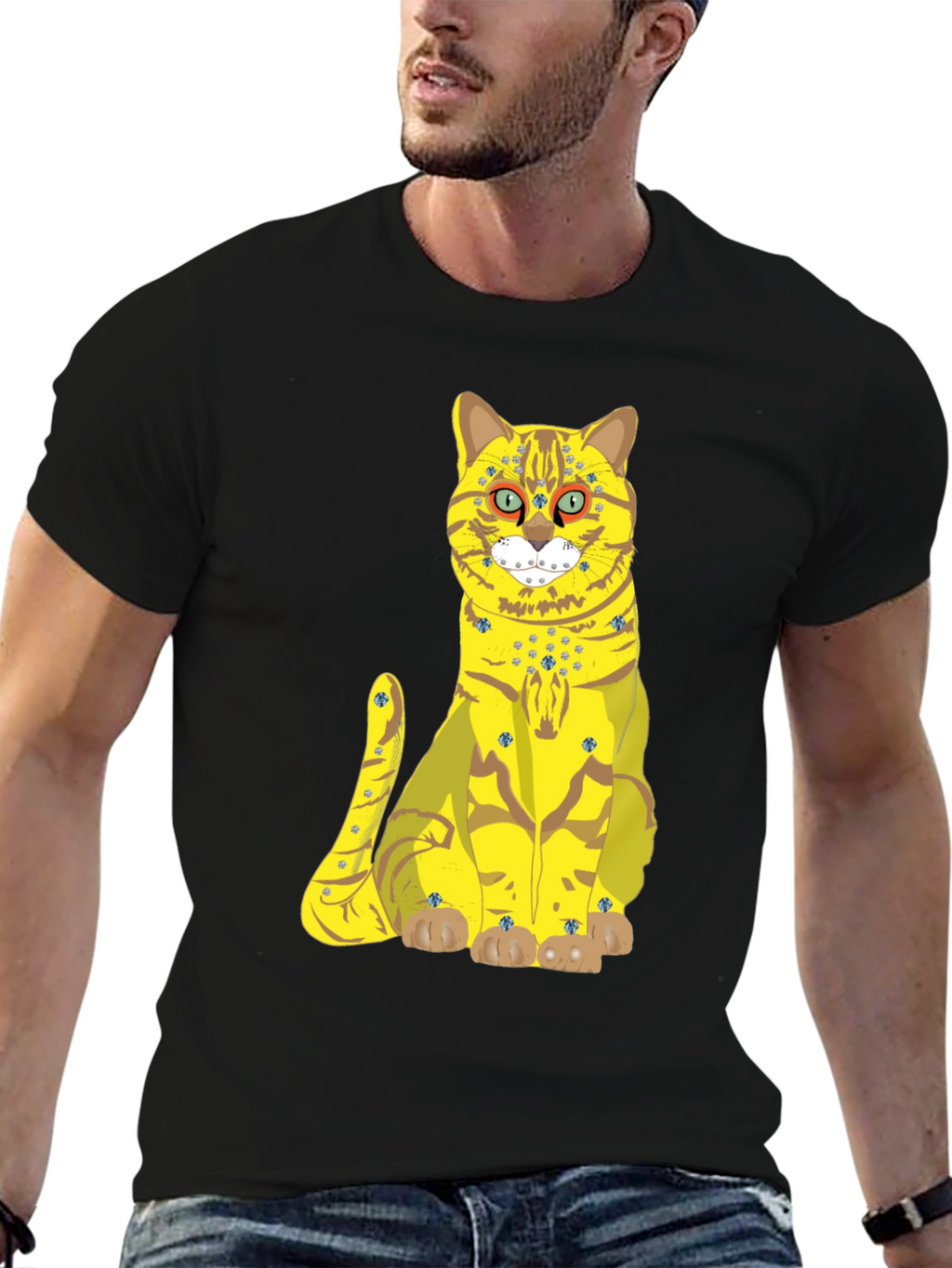 Funky Cat Graphic Tee - Black
