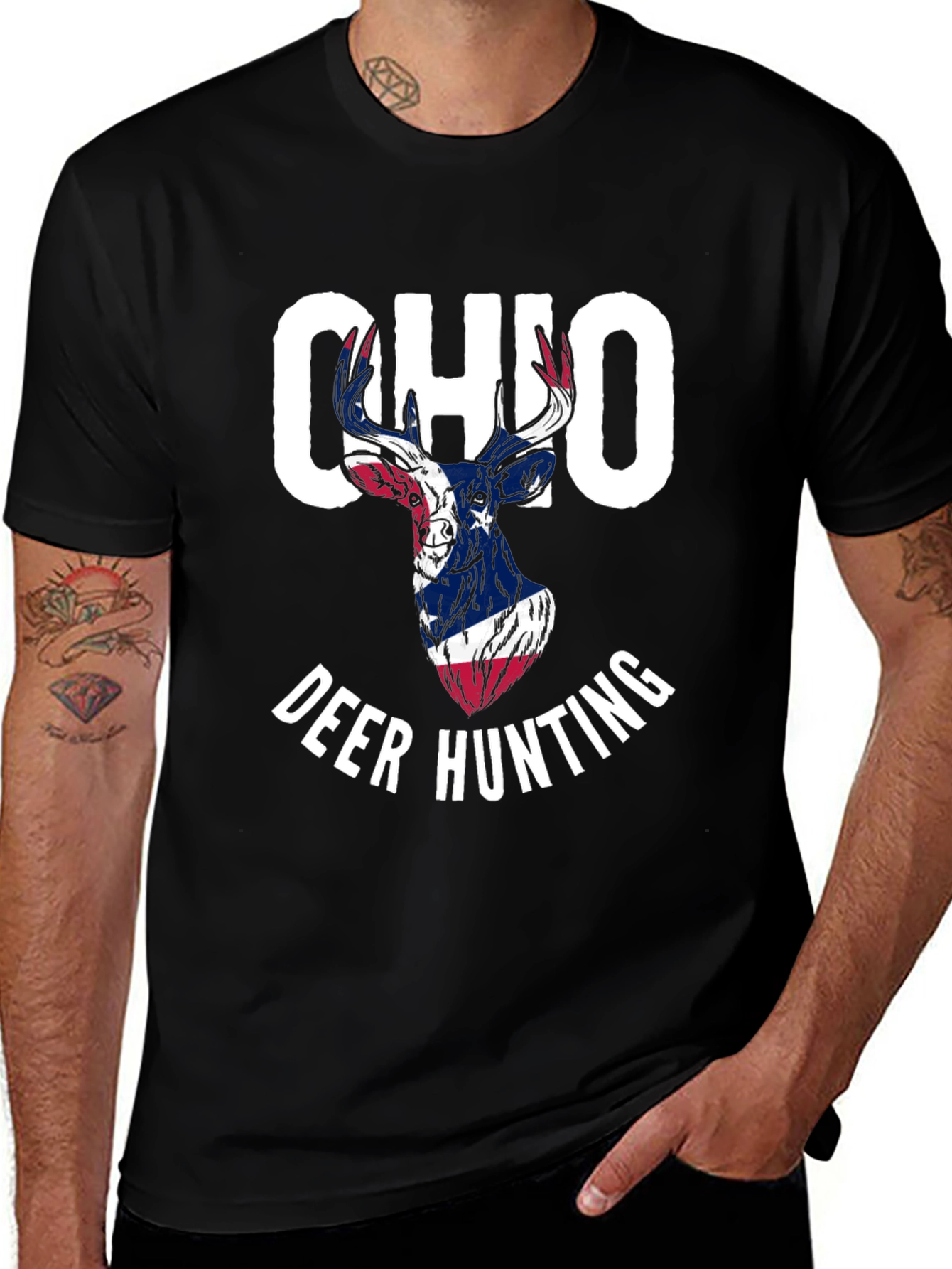 Ohio Deer Hunting T-Shirt - Patriotic Design