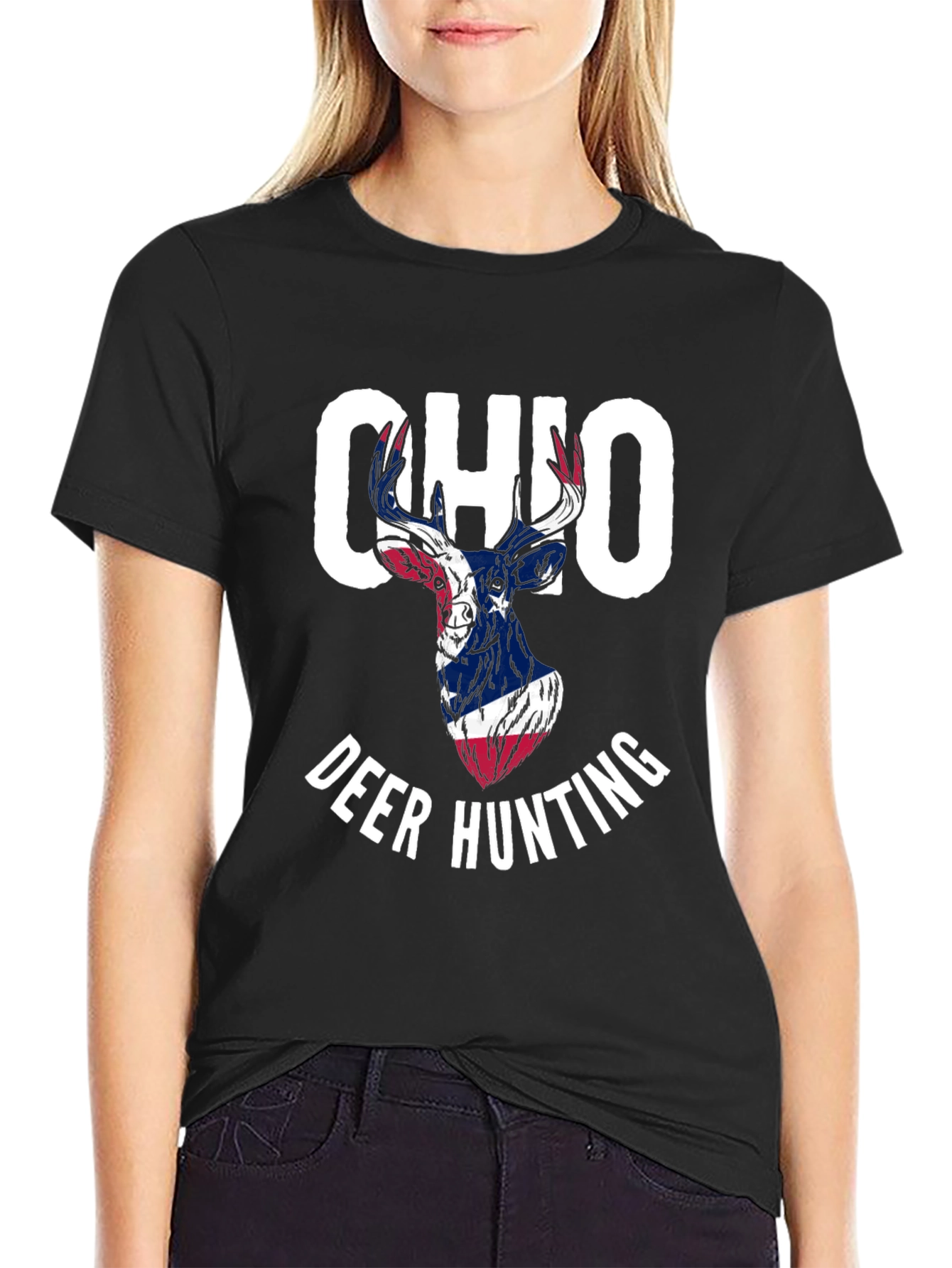 Ohio Deer Hunting T-Shirt - Patriotic Design