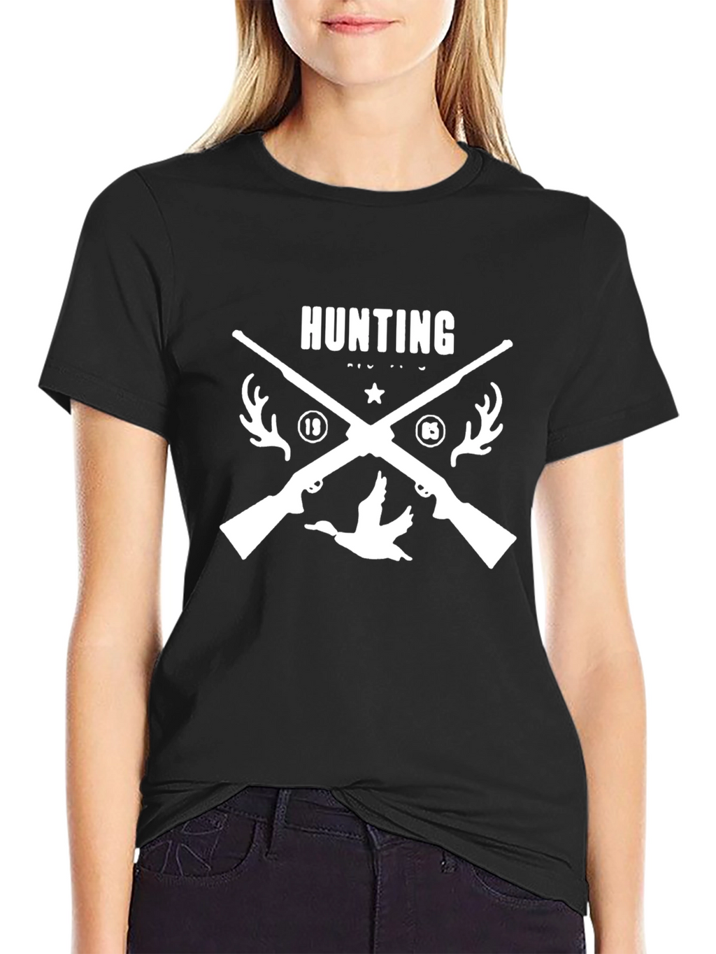 Hunting Graphic T-Shirt - Crossed Rifles & Duck