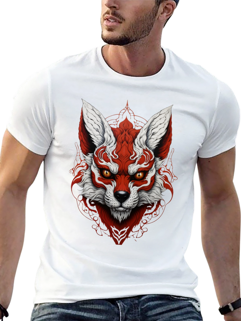 Red Fox Graphic Black T-Shirt