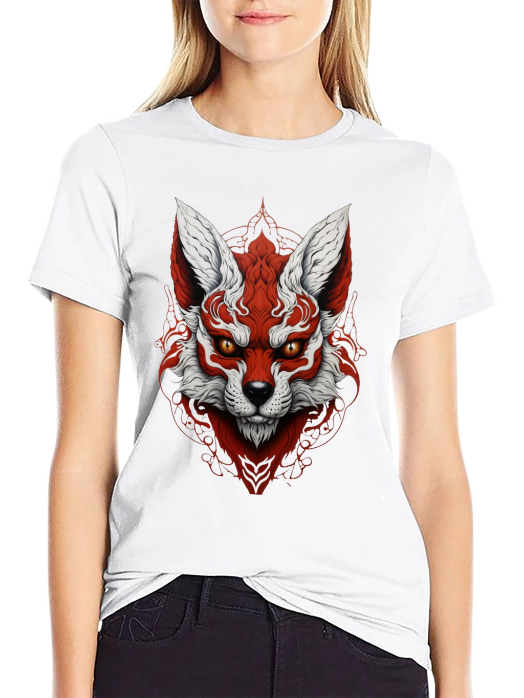 Red Fox Graphic Black T-Shirt