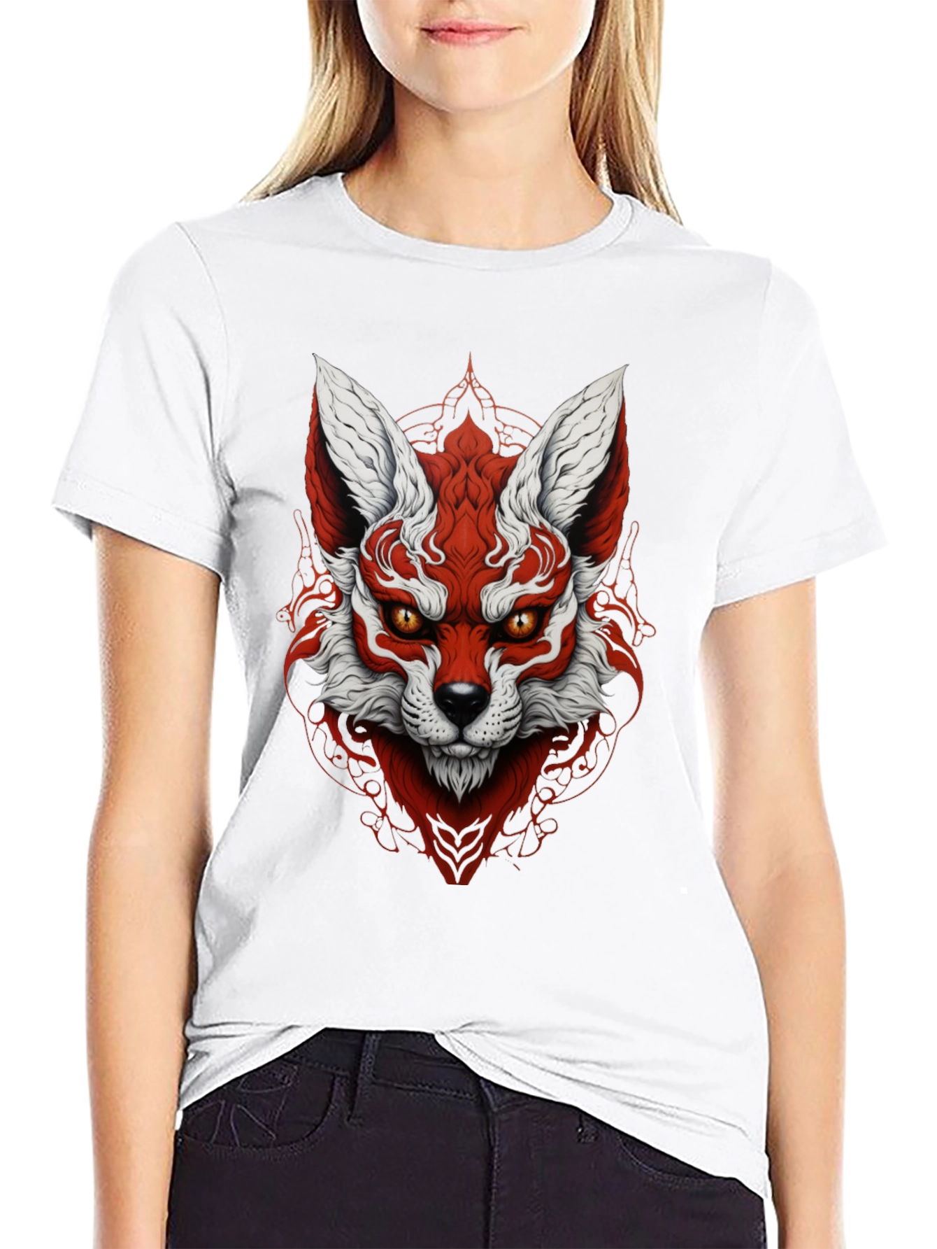 Red Fox Graphic Black T-Shirt