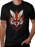 Red Fox Graphic Black T-Shirt