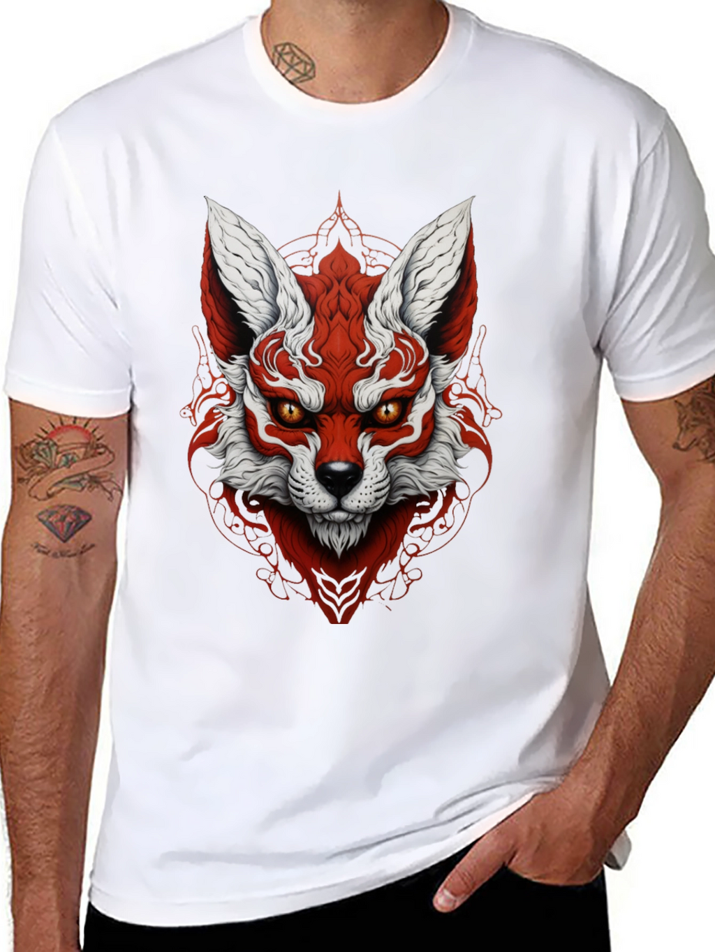 Red Fox Graphic Black T-Shirt