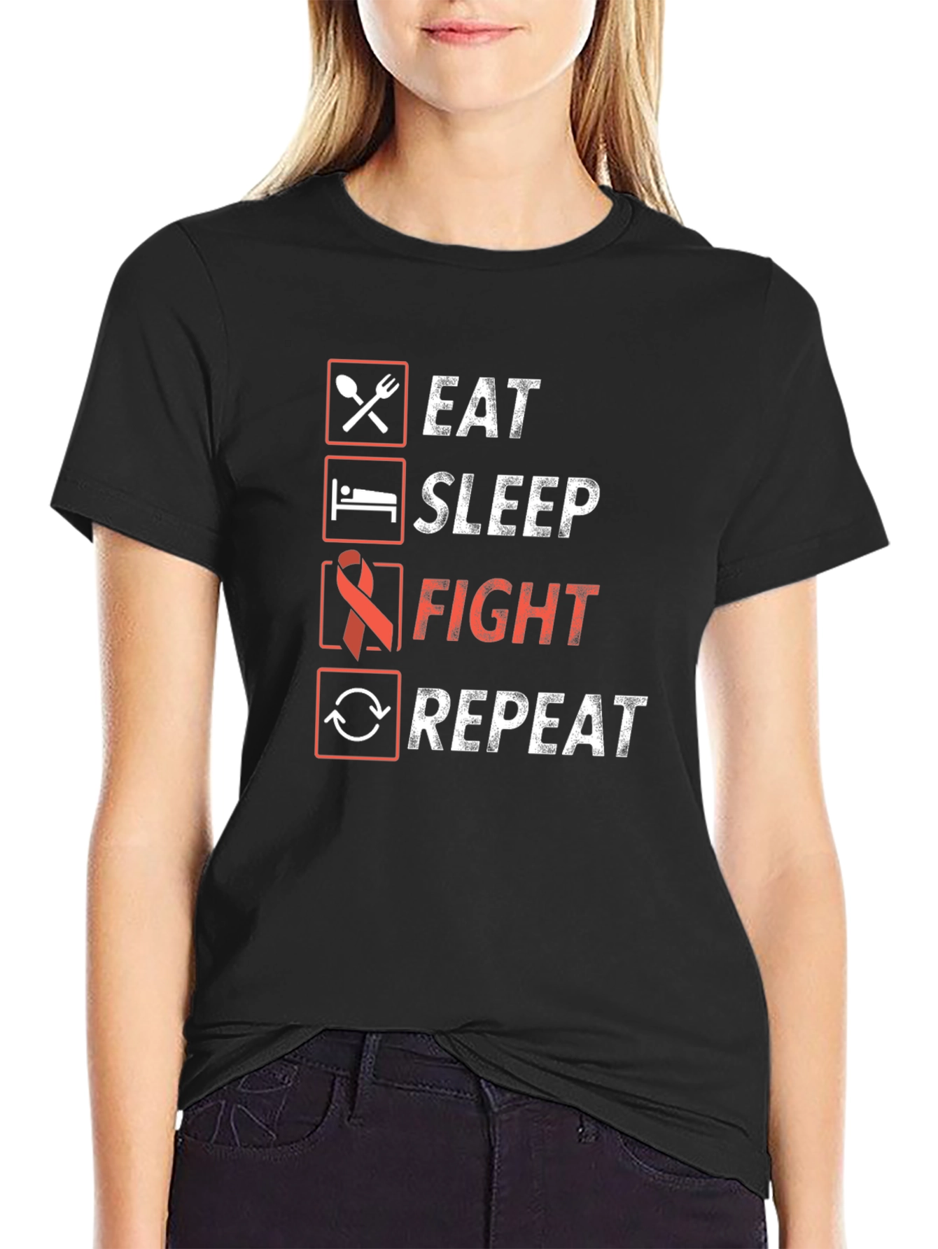 Eat Sleep Fight Repeat Graphic Tee