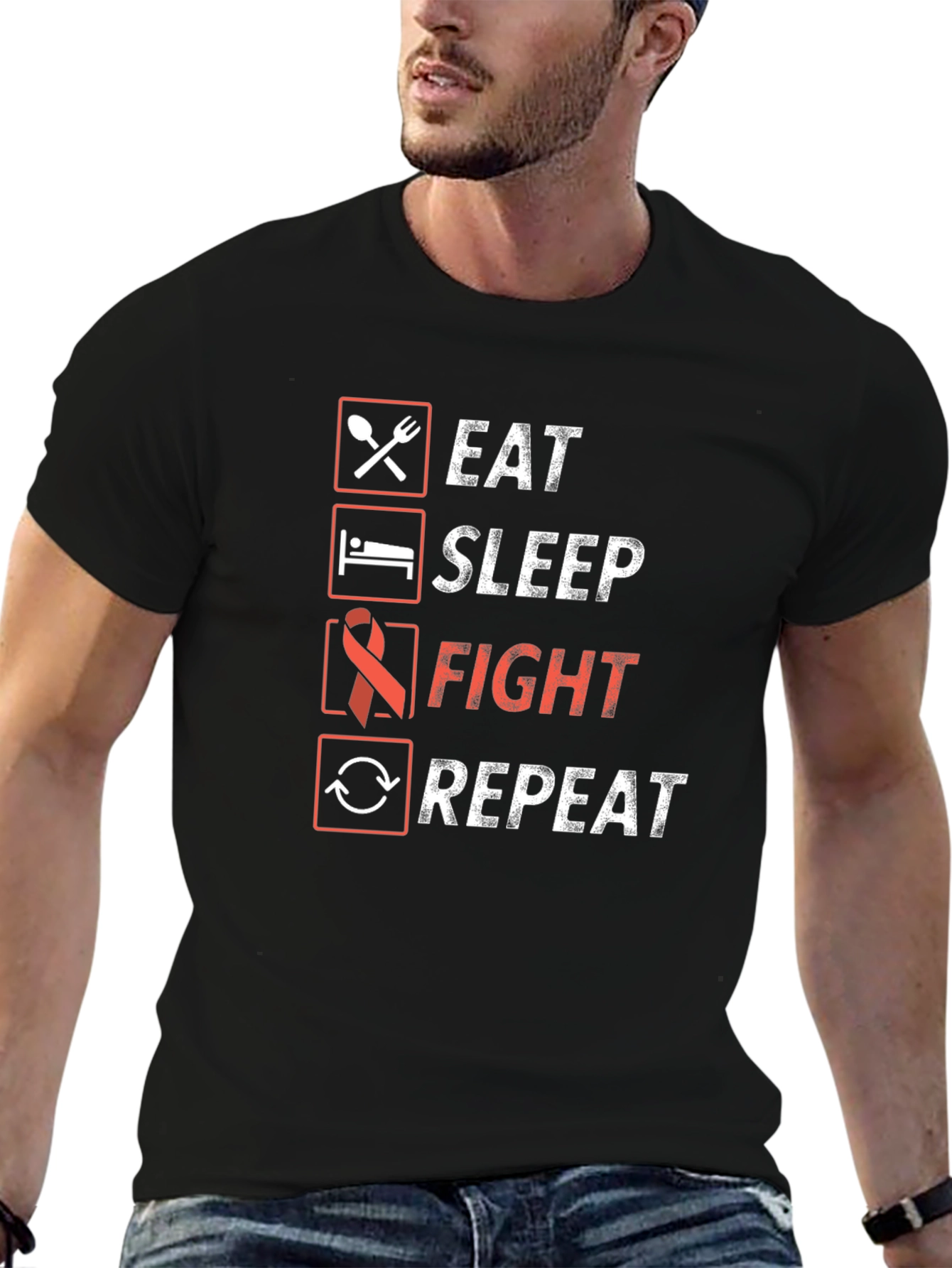 Eat Sleep Fight Repeat Graphic Tee