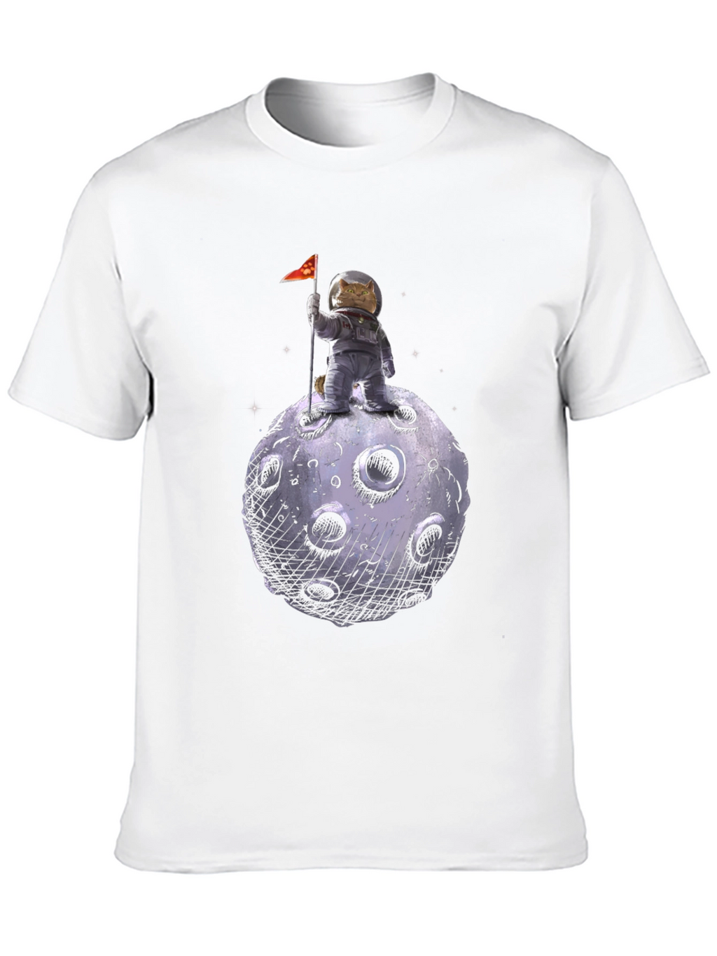 Cat Astronaut on Moon T-Shirt - Black