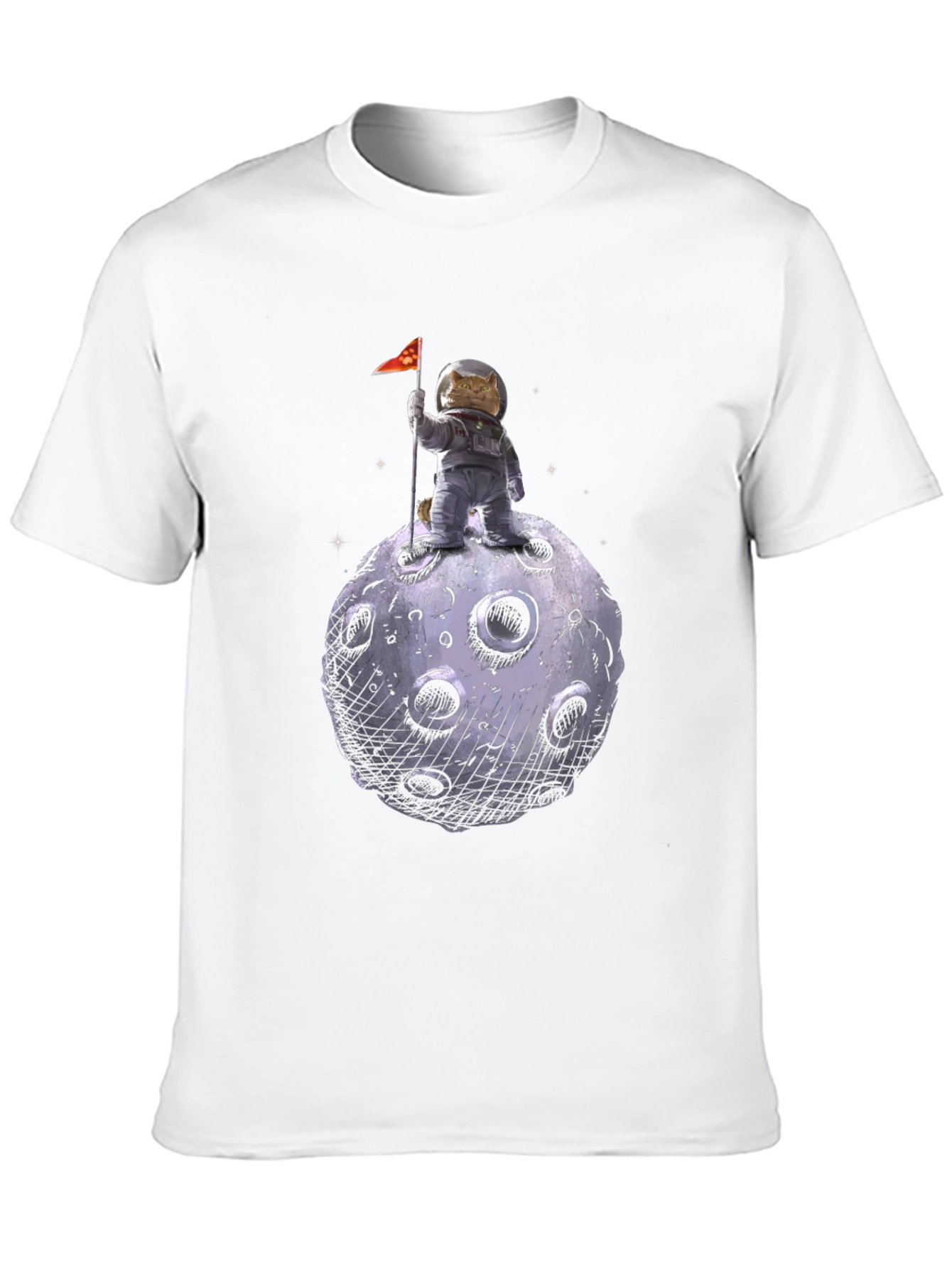 Cat Astronaut on Moon T-Shirt - Black