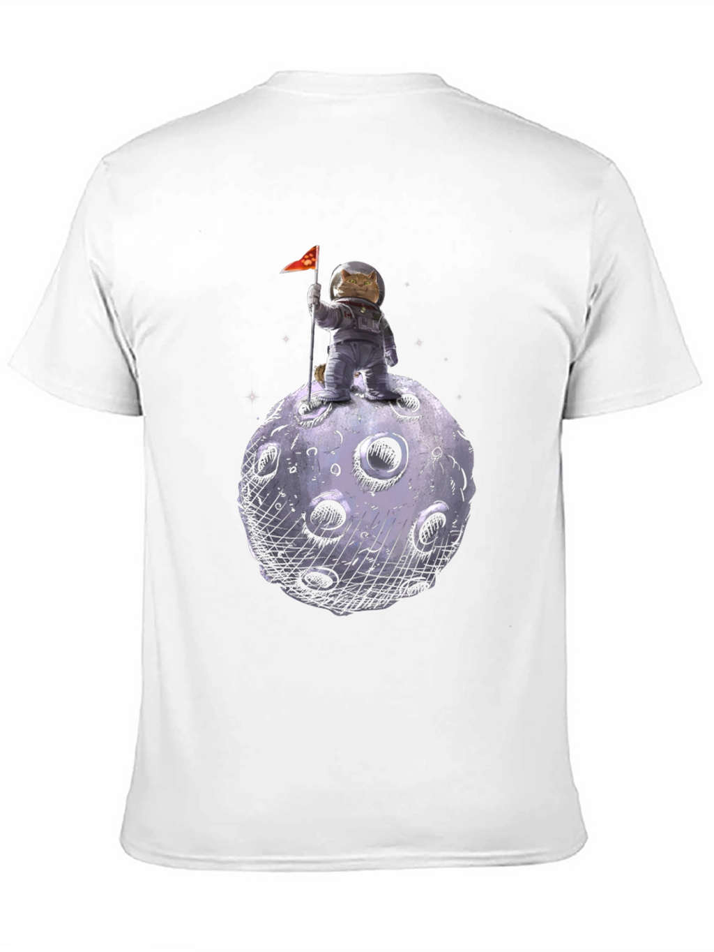 Cat Astronaut on Moon T-Shirt - Black