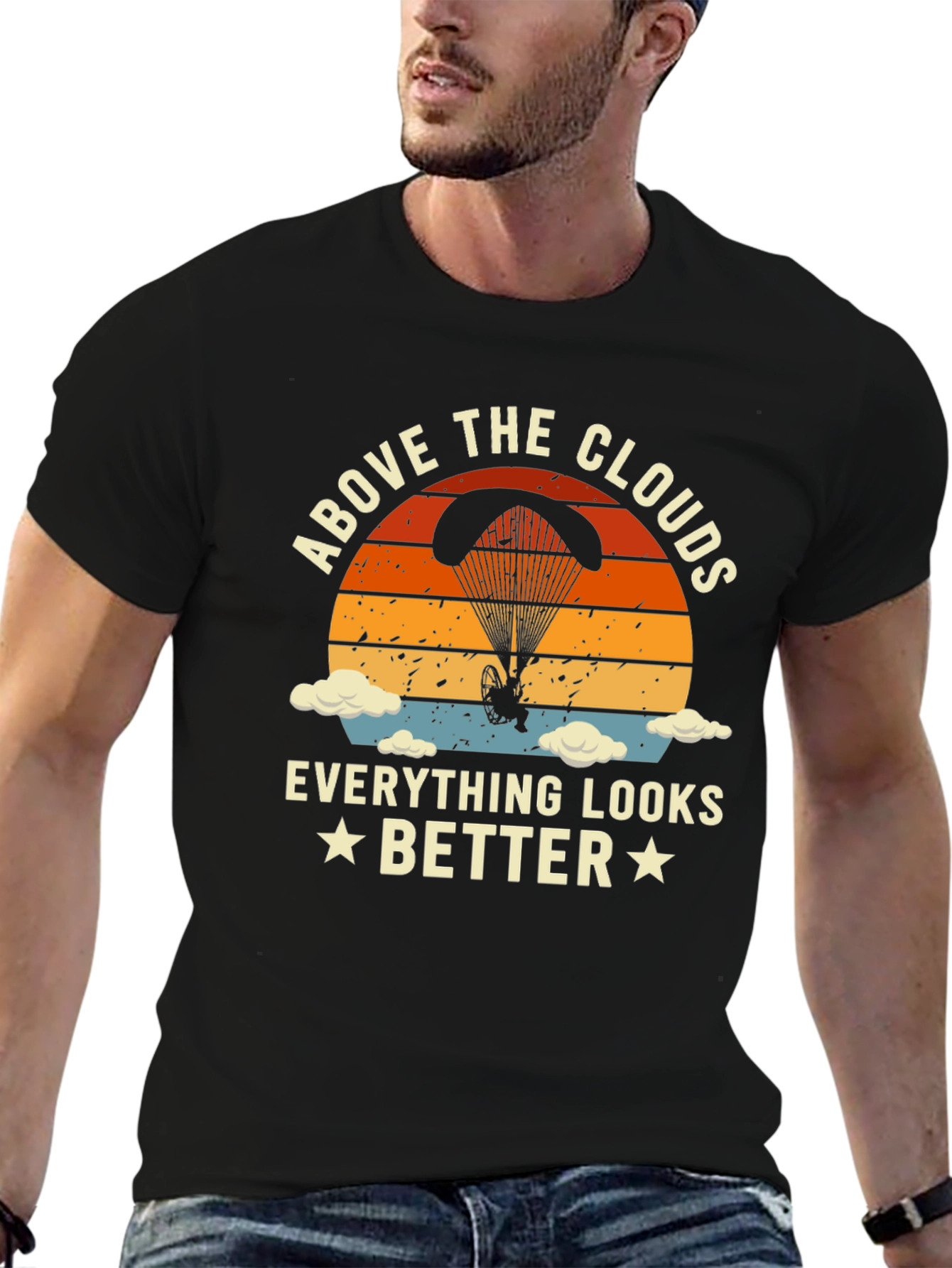 Above The Clouds T-Shirt: Paragliding Design