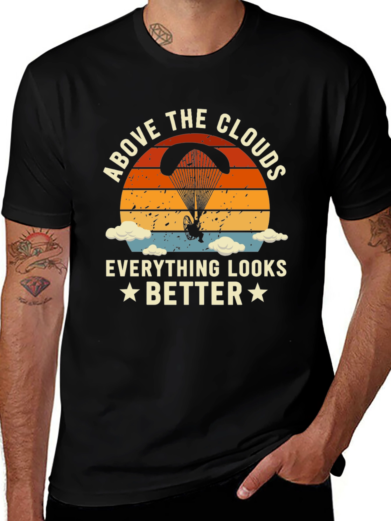 Above The Clouds T-Shirt: Paragliding Design