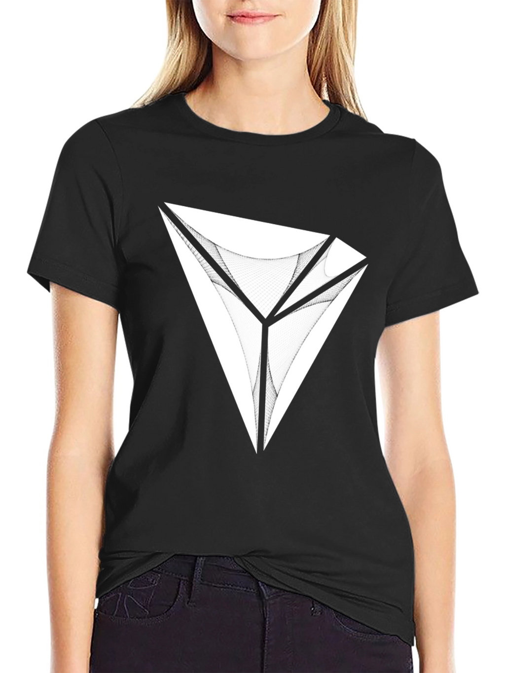 Geometric Graphic Tee - Modern Mens Black T-Shirt
