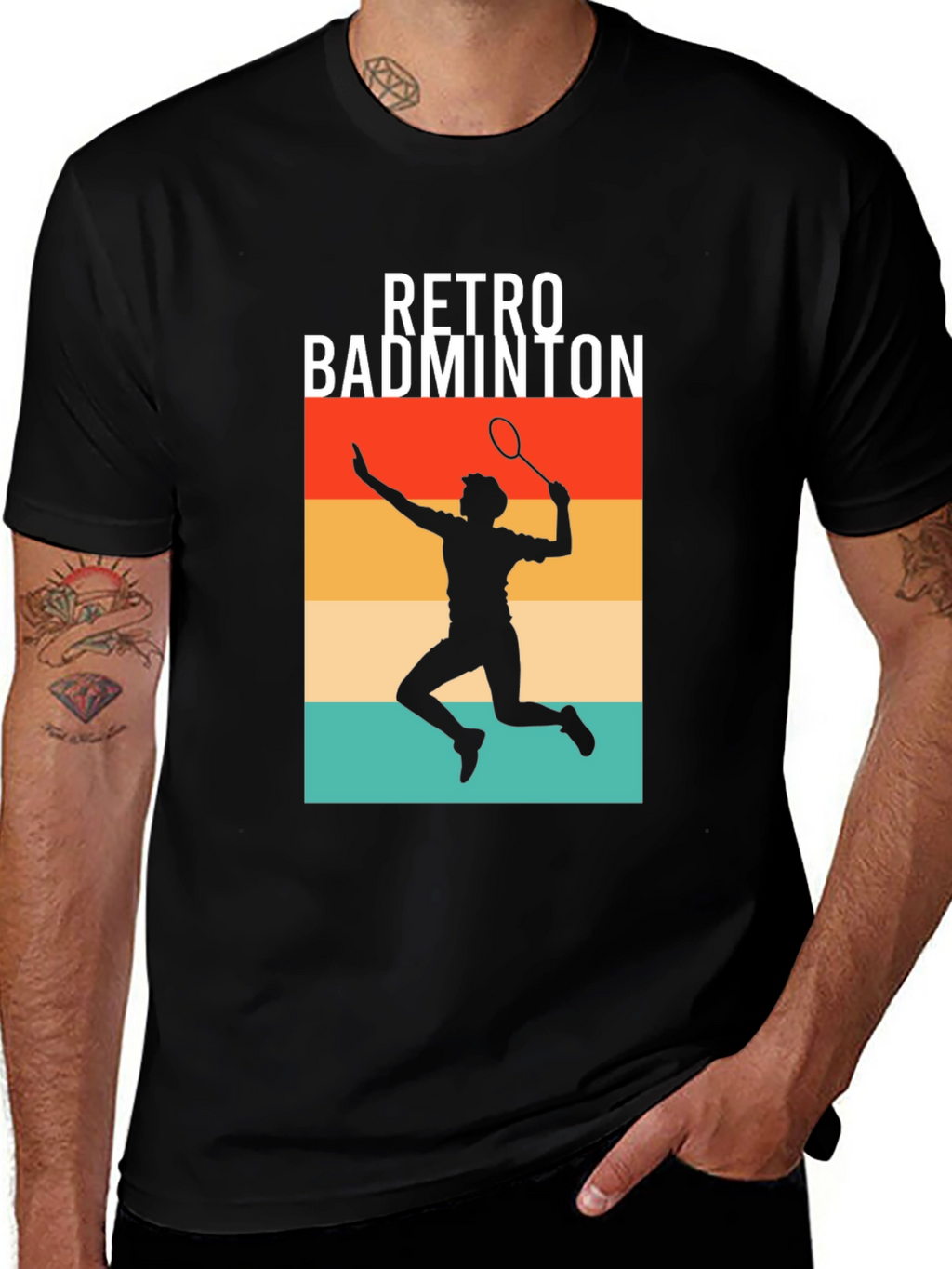Retro Badminton Player Graphic Tee