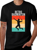 Retro Badminton Player Graphic Tee