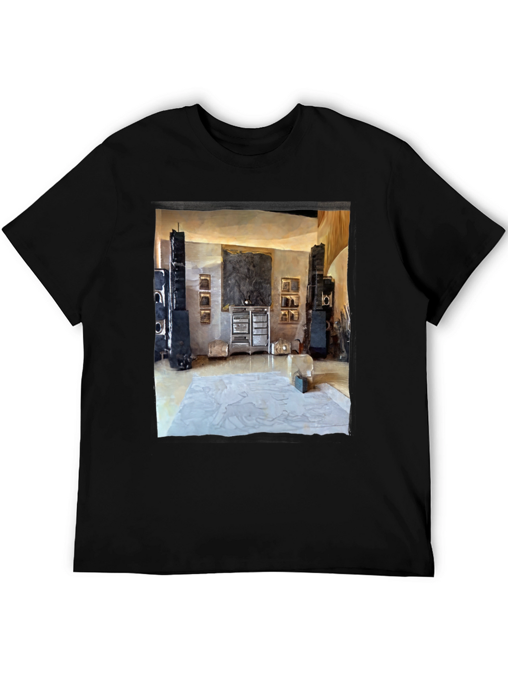 Artistic Living Room Print Black T-Shirt