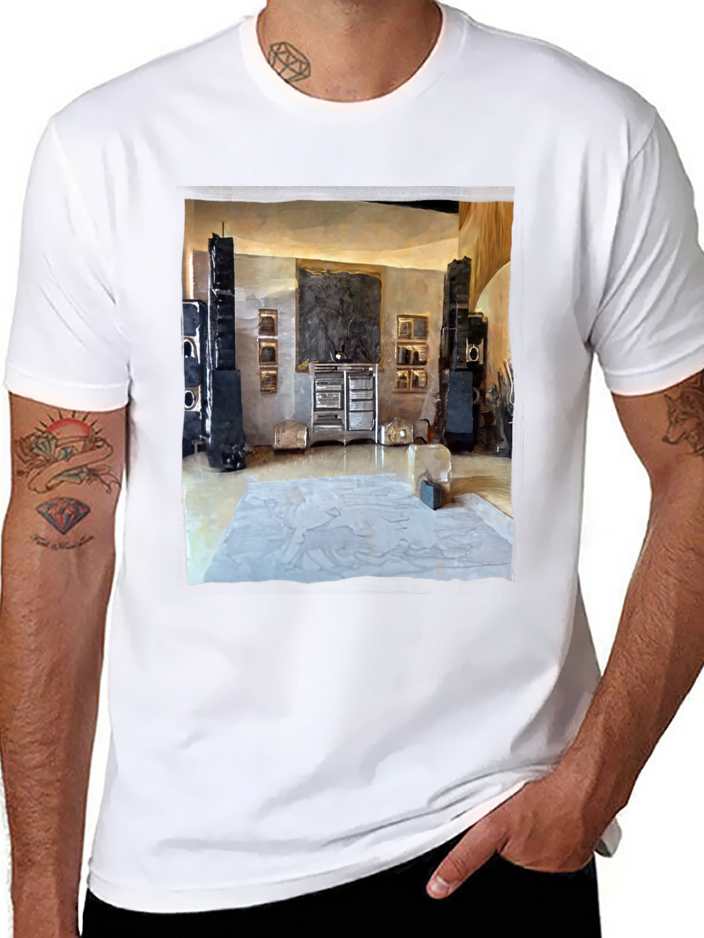Artistic Living Room Print Black T-Shirt