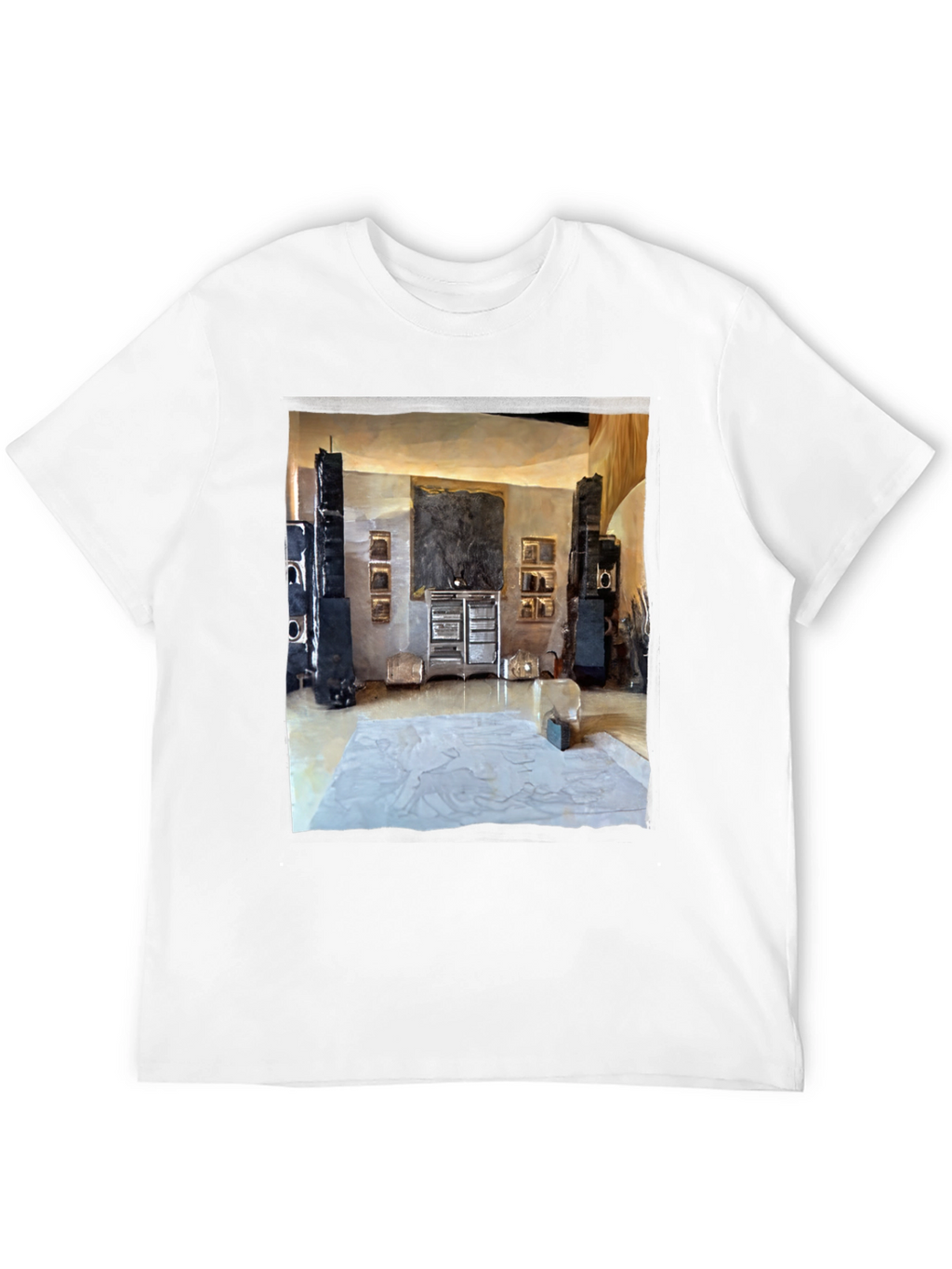 Artistic Living Room Print Black T-Shirt