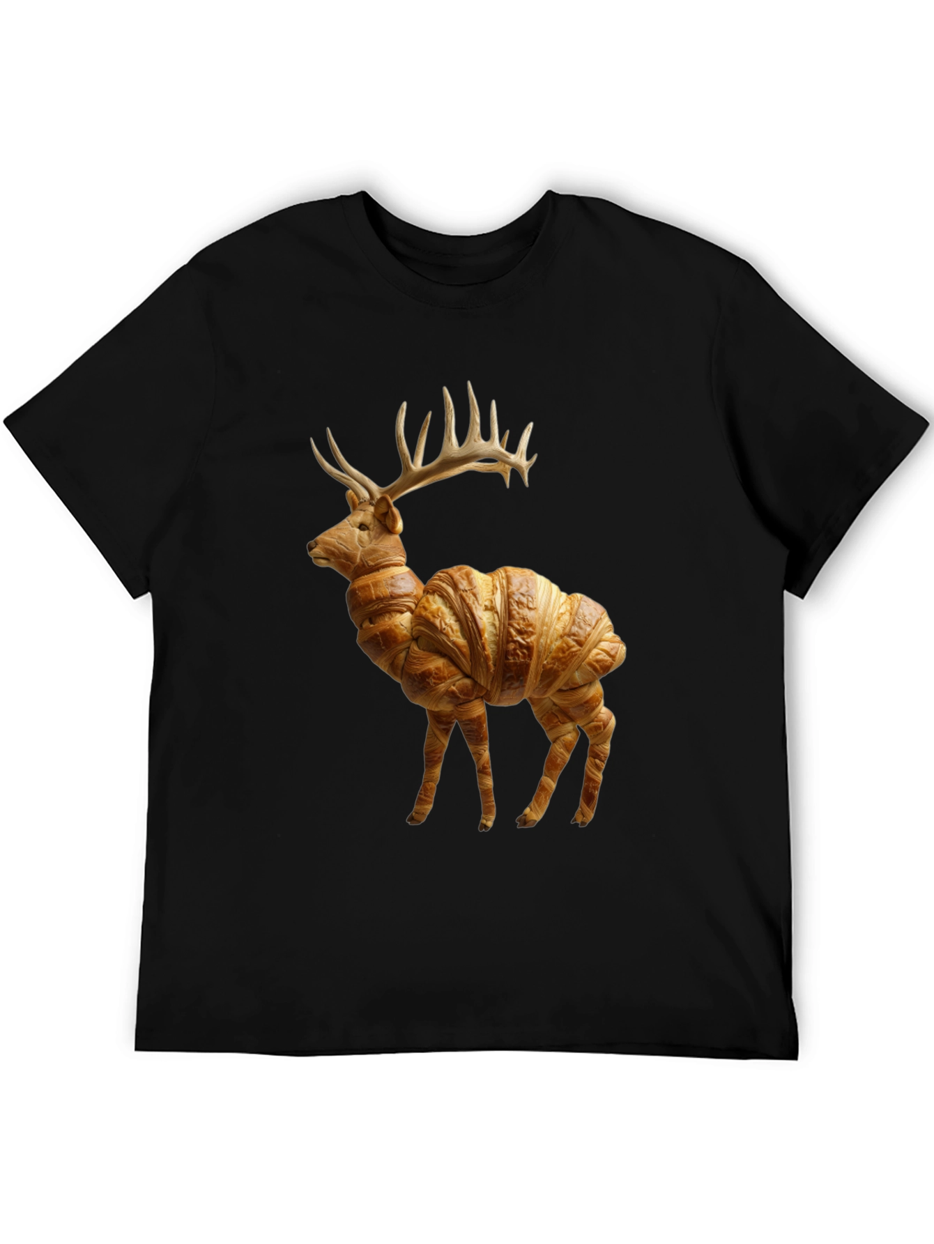 Croissant Deer T-Shirt - Unique Food Animal Tee