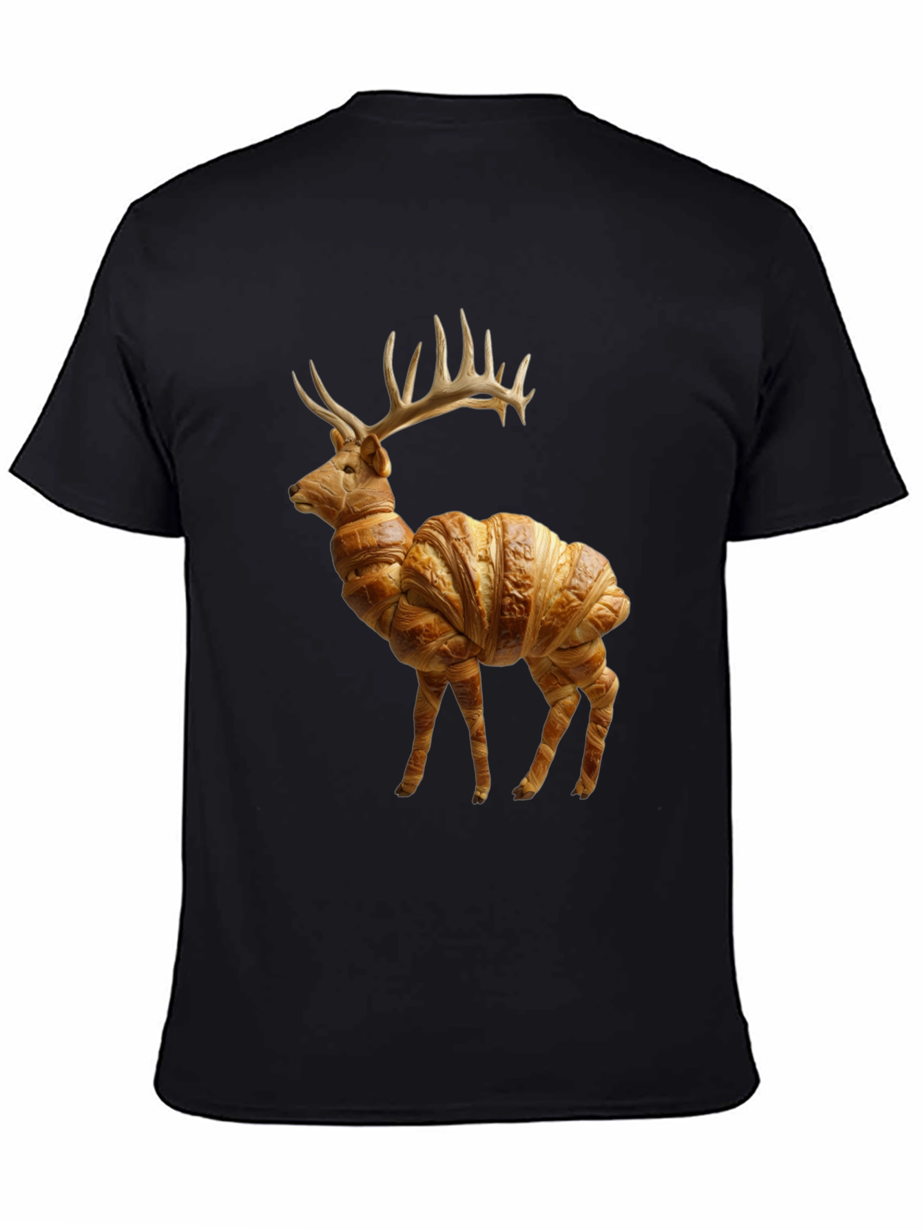 Croissant Deer T-Shirt - Unique Food Animal Tee