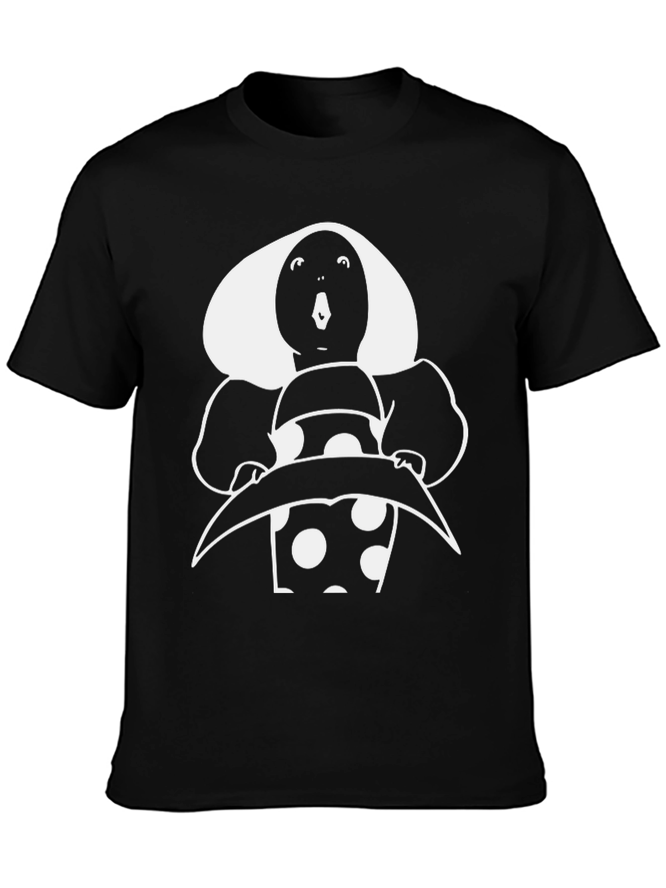 Retro Polka Dot Character T-Shirt - Black