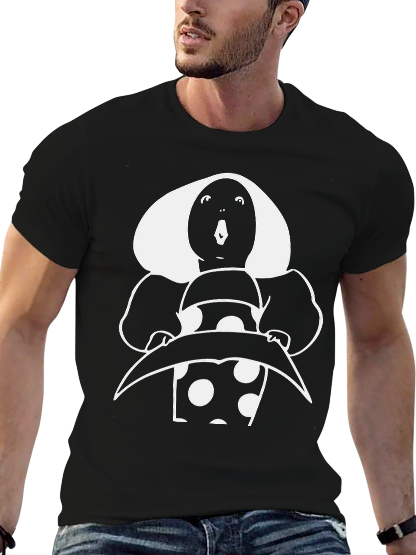 Retro Polka Dot Character T-Shirt - Black