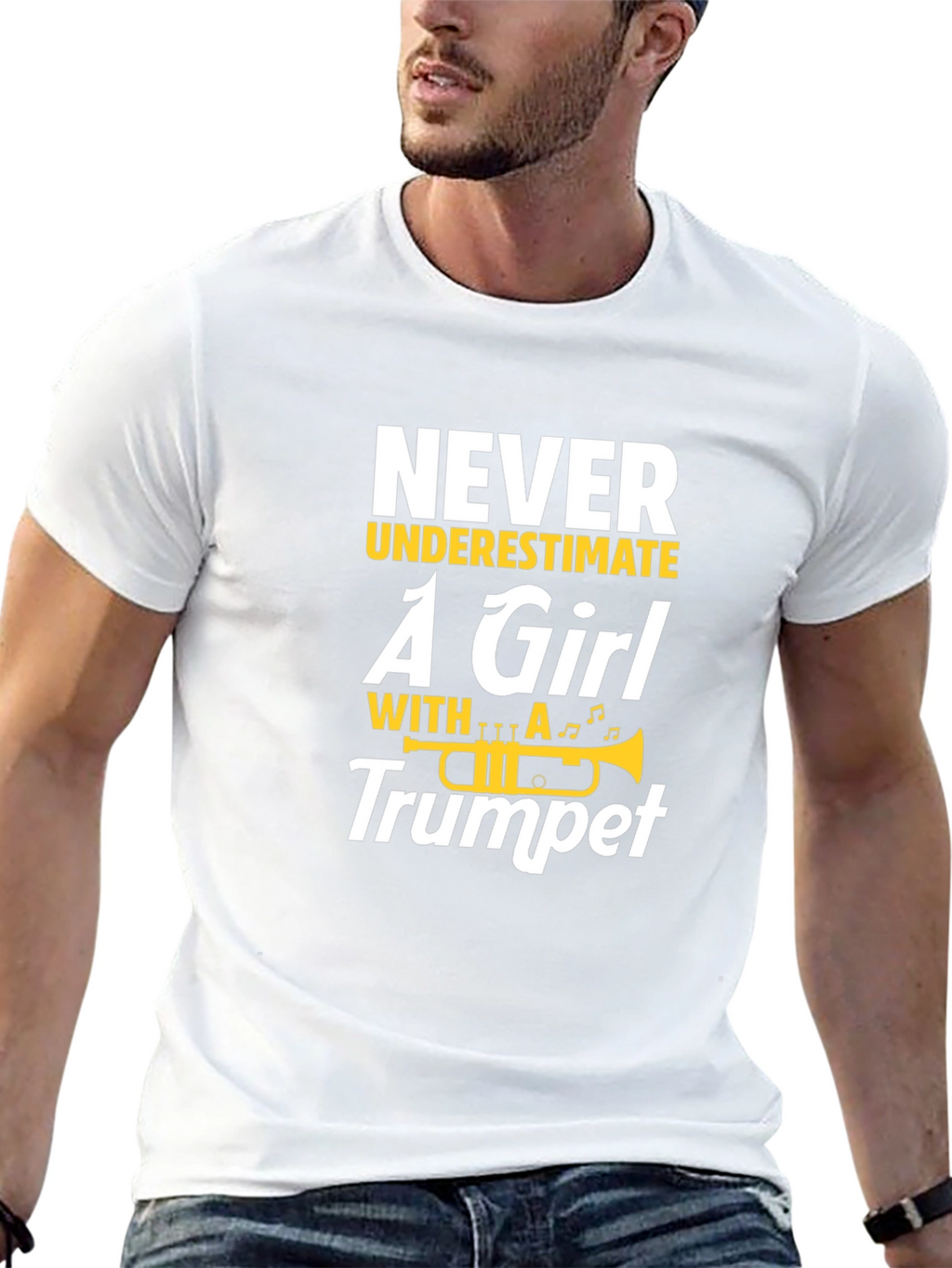 Never Underestimate a Girl With A Trumpet Black T-Shirt