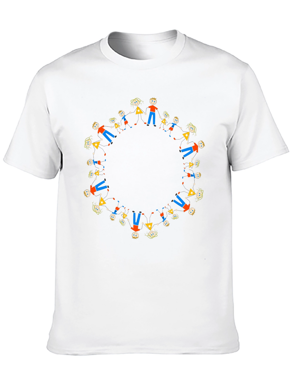 Black Tee with Circle of People Graphic