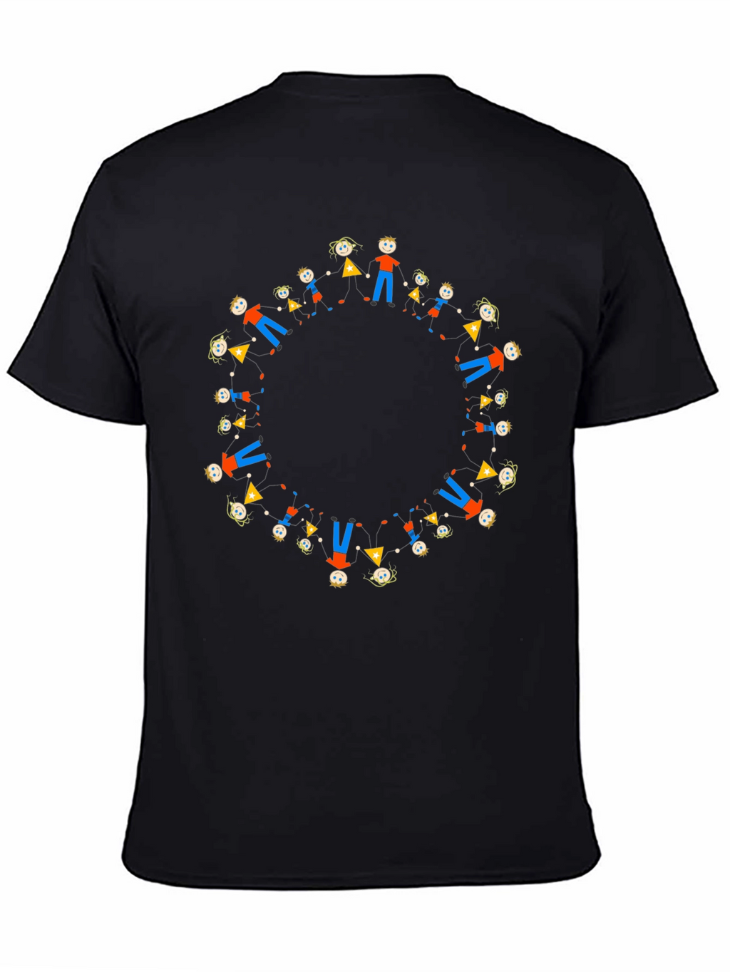 Black Tee with Circle of People Graphic